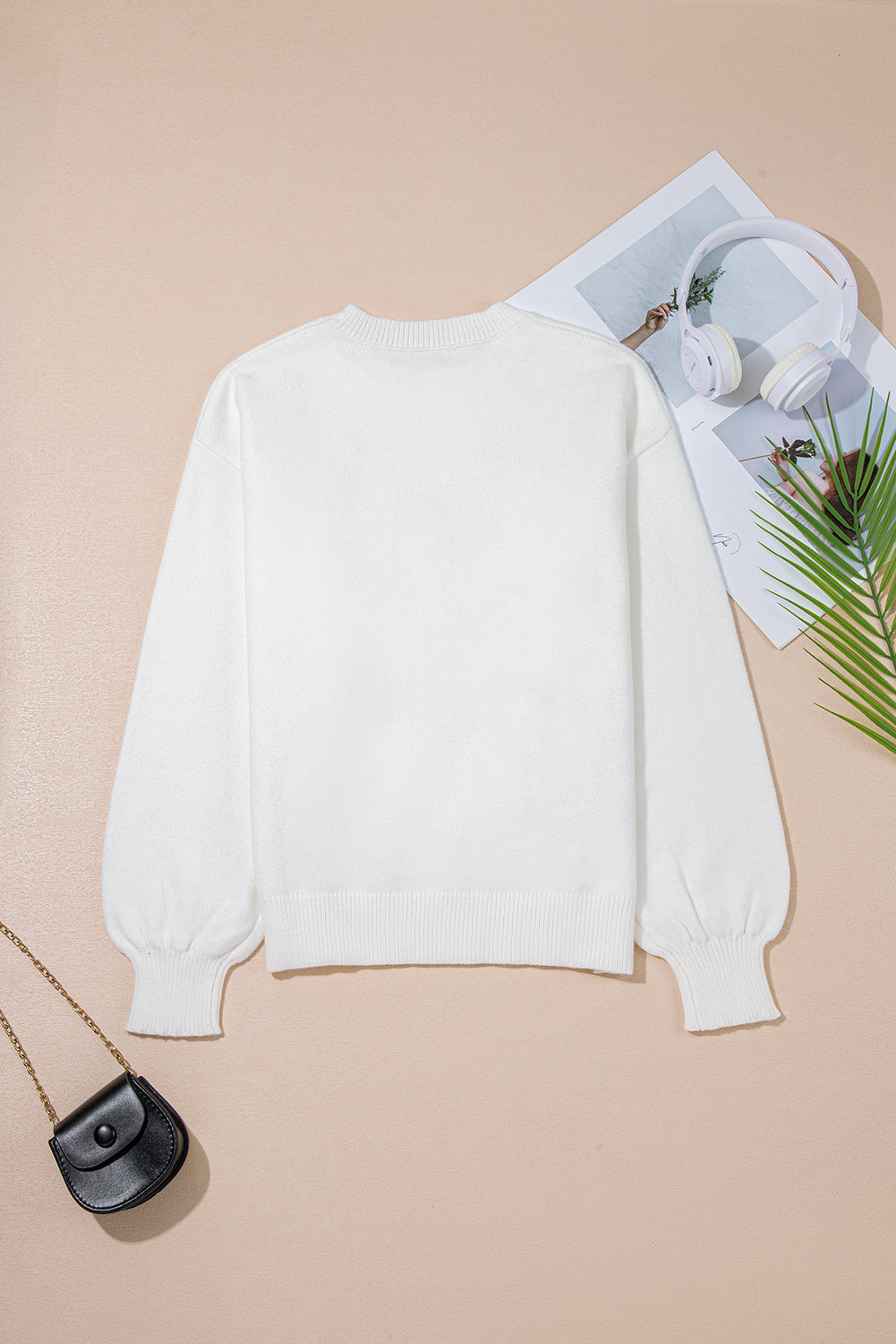 White Tinsel Western Boots & Horseshoe Star Knit Sweater | Cowgirl Graphic Crew Neck Pullover