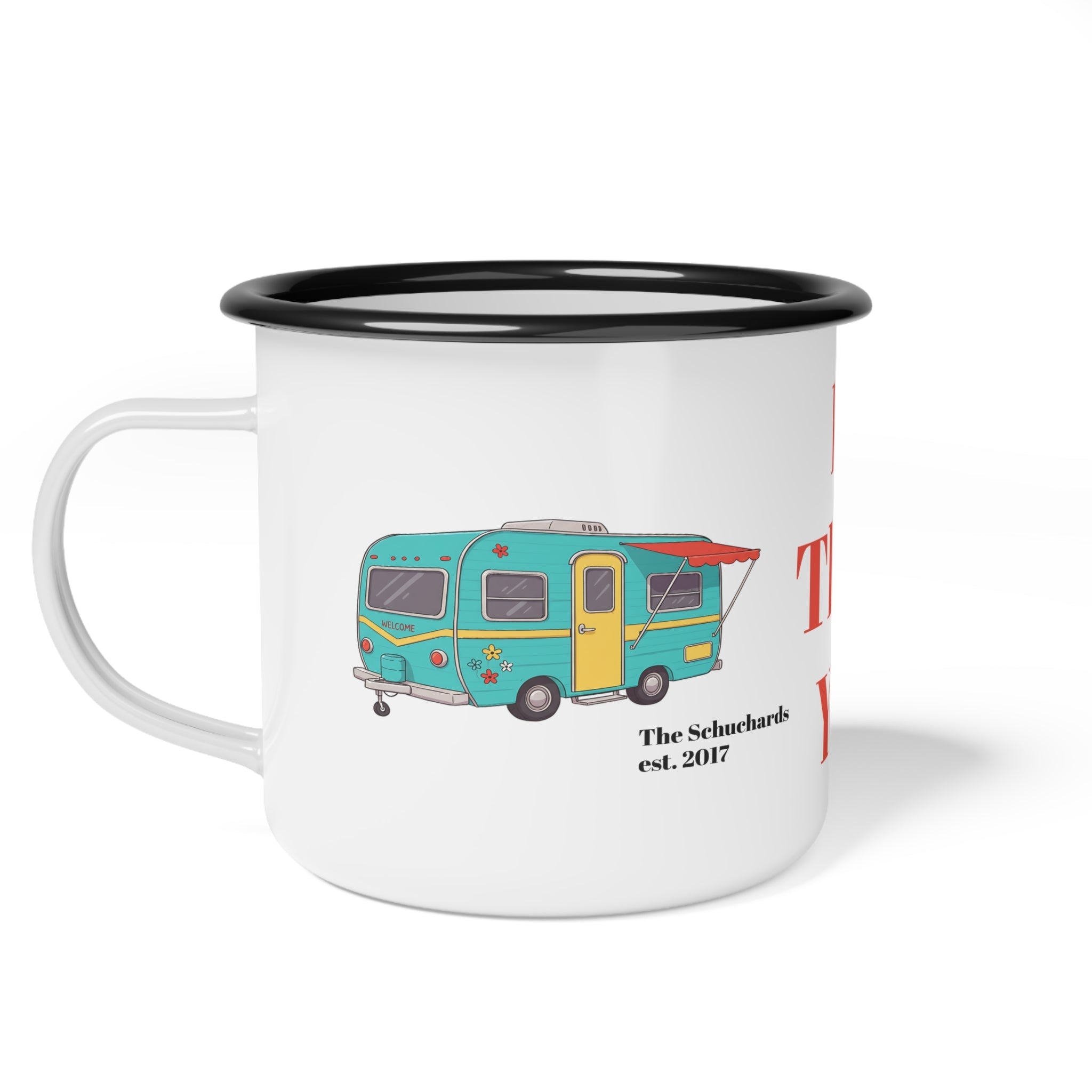 Family Personalized "RV There Yet" Enamel Camp Cup, Fun RV Adventure Mug, Camping Gift, Family Camping Cup, Gift For Traveler - Razels