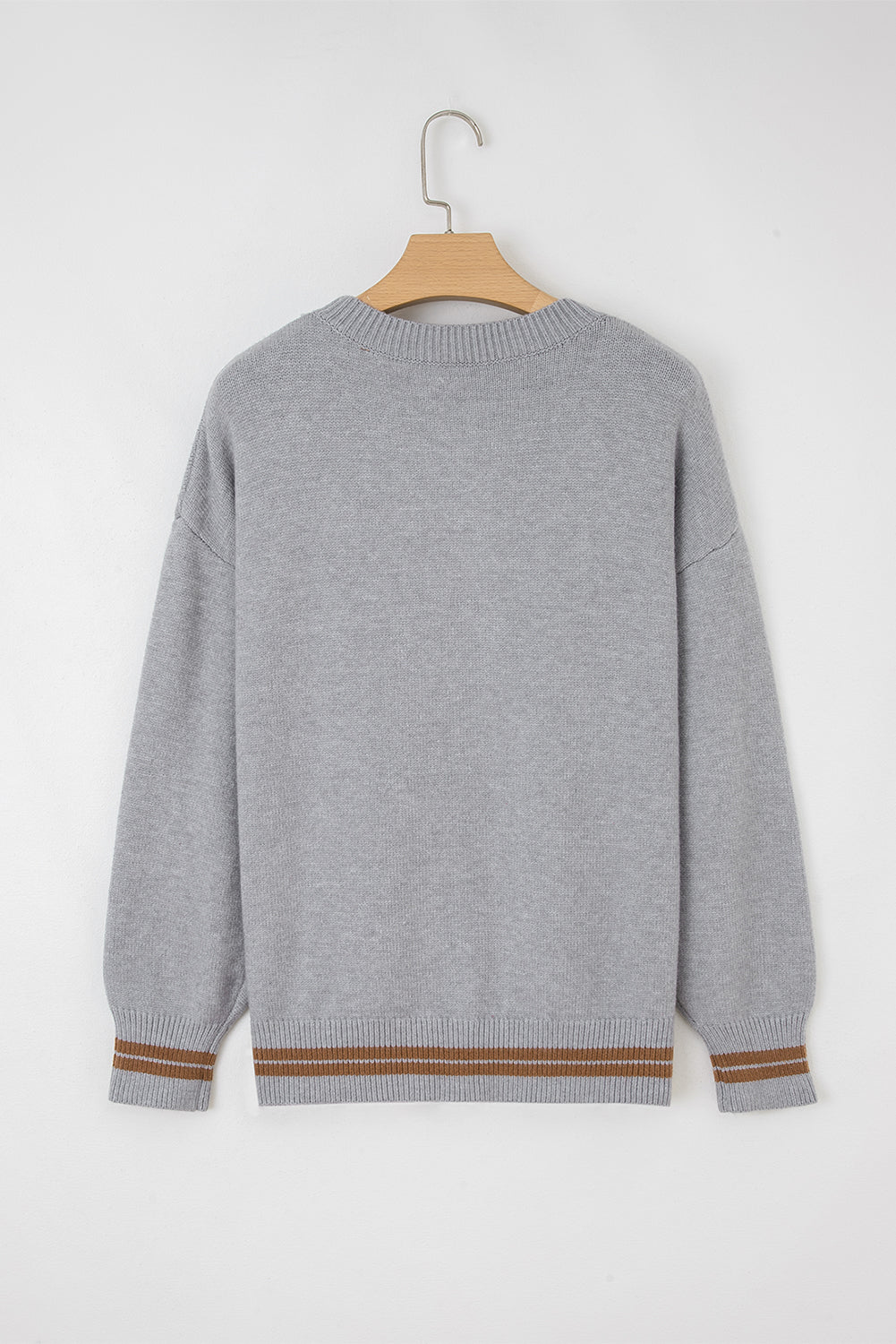 Light Grey “See You Cowboy” Embroidered Western Sweater | Oversized Drop Shoulder Graphic Pullover