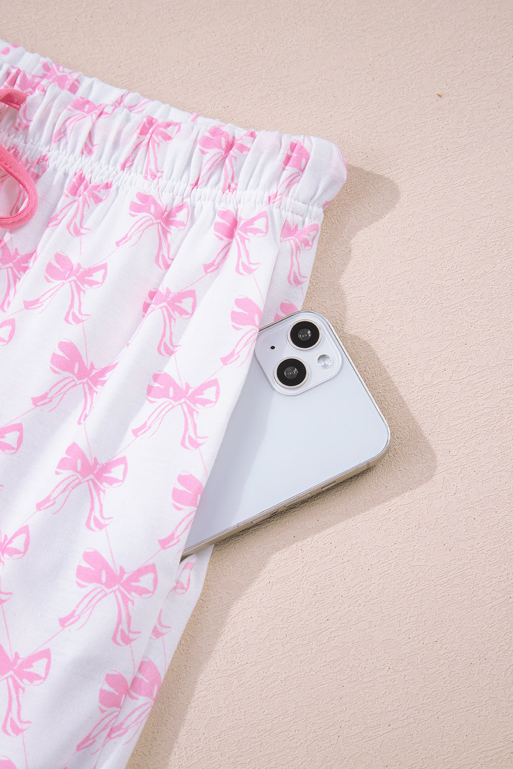 Pink Bow Pajama Set – Women’s Long Sleeve Shirt & Pants Sleepwear, Cute Bow Print Loungewear for Cozy Nights
