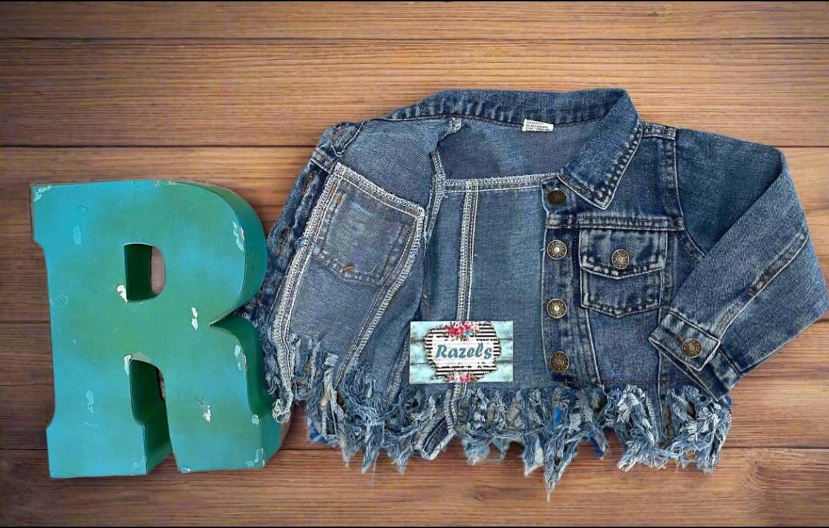 Girls' Fringe Denim Jacket – Distressed Jean Jacket with Fun Fringe Details | Stylish Outerwear for Kids - Razels