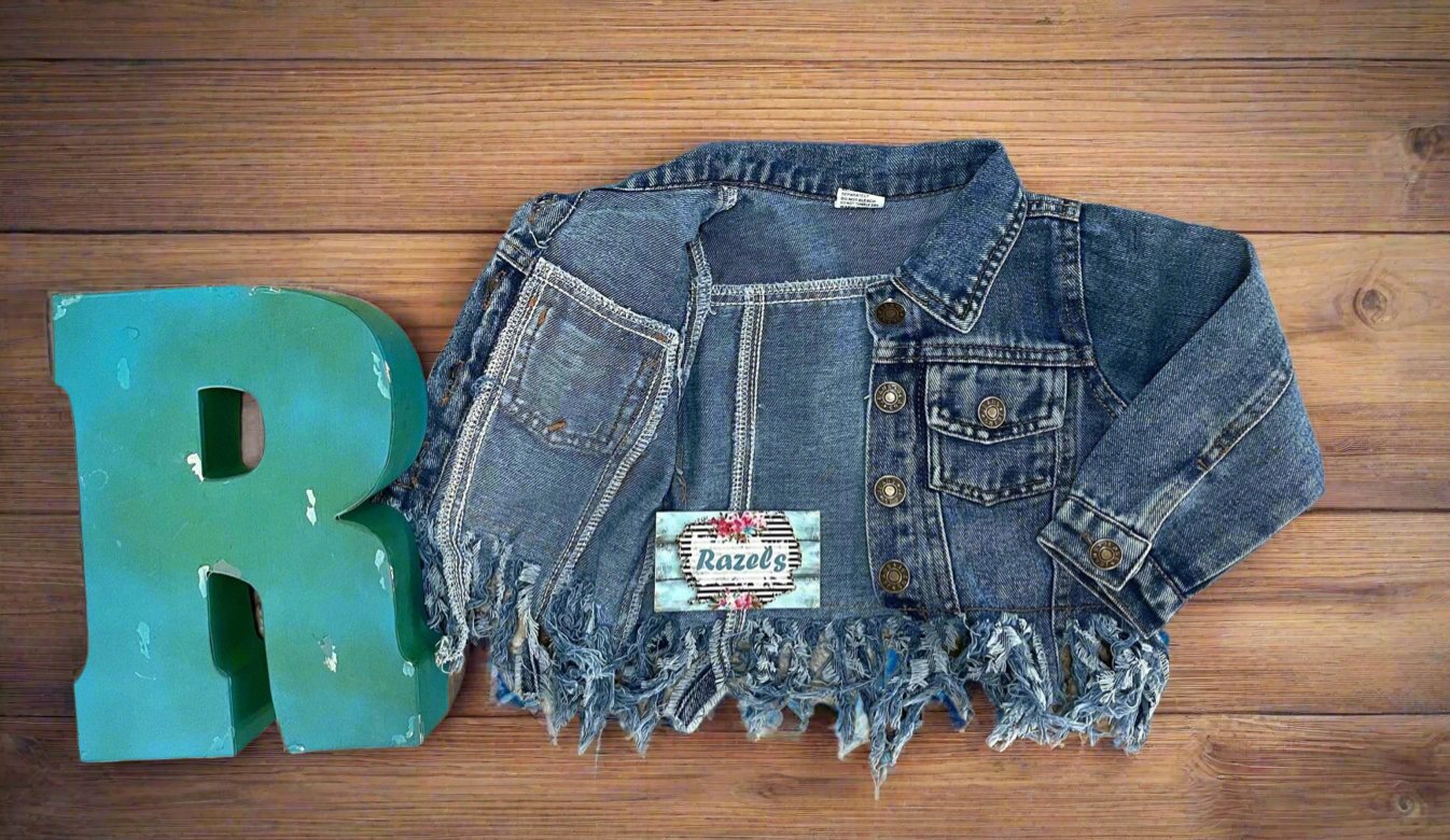 Girls FRINGE Jacket, DENIM Jacket, Distressed Jean Jacket for Girls - Razels