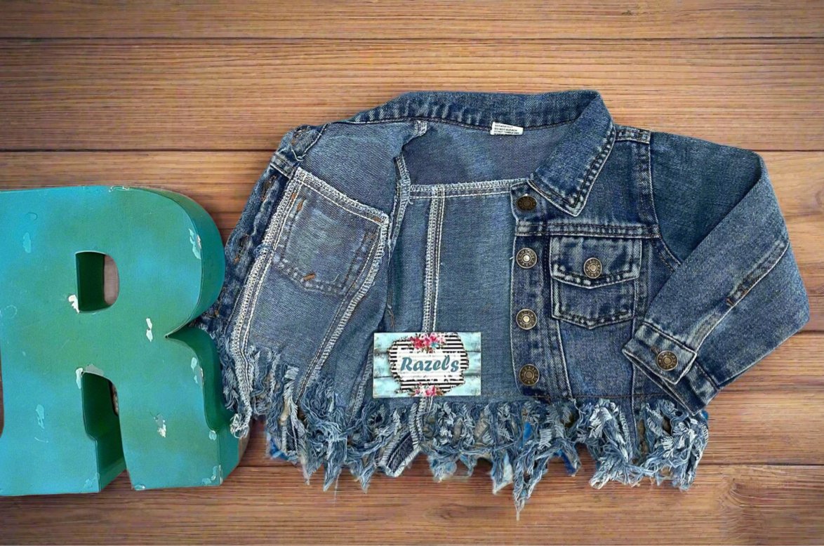 Girls FRINGE Jacket, DENIM Jacket, Distressed Jean Jacket for Girls - Razels