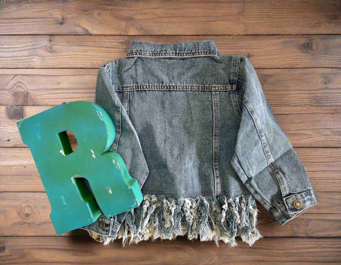 Girls FRINGE Jacket, DENIM Jacket, Distressed Jean Jacket for Girls - Razels