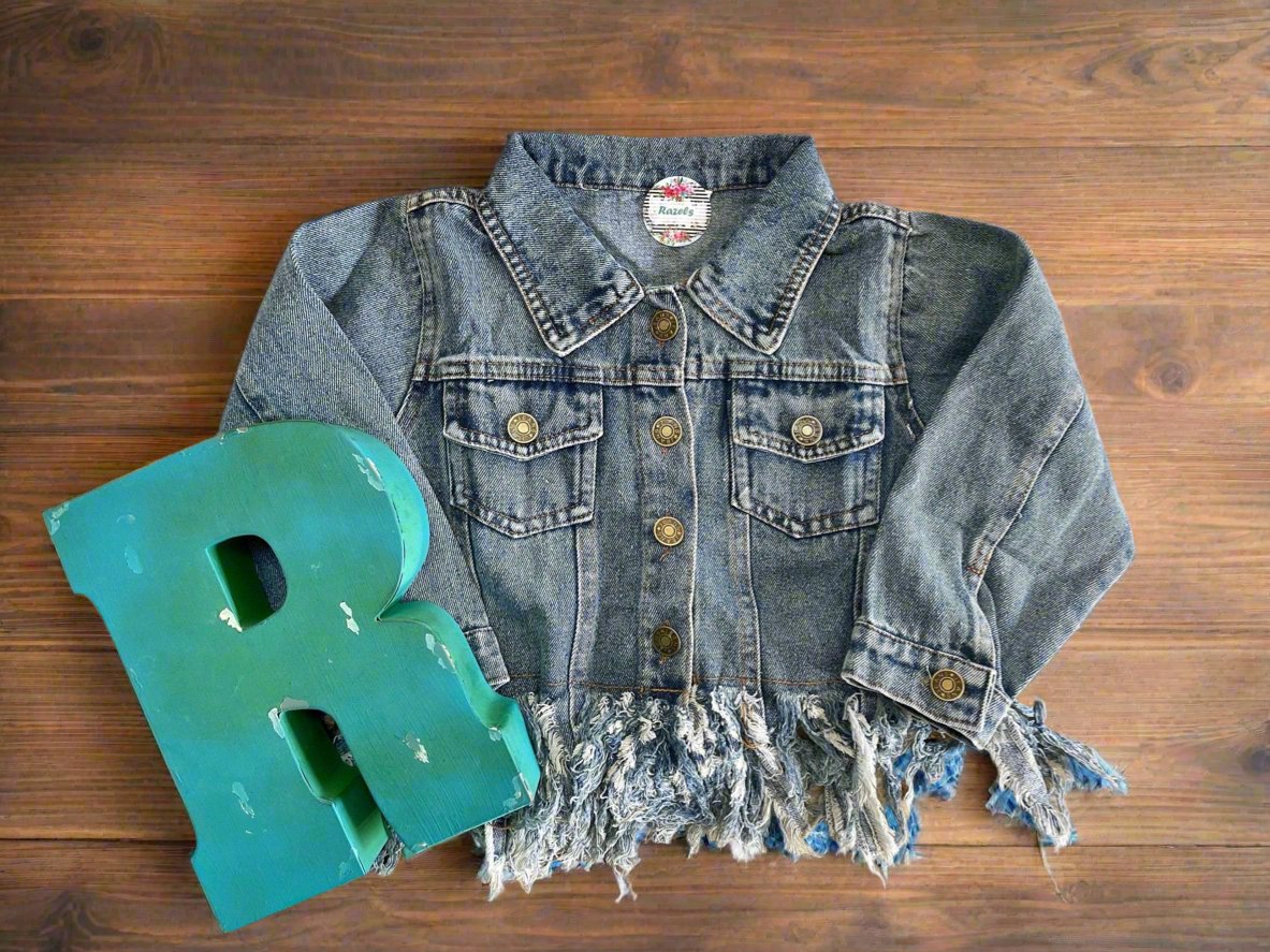 Girls FRINGE Jacket, DENIM Jacket, Distressed Jean Jacket for Girls - Razels