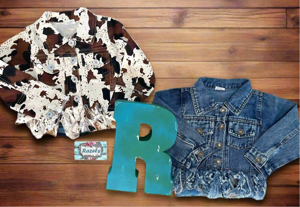 Girls FRINGE Jacket, DENIM Jacket, Distressed Jean Jacket for Girls - Razels