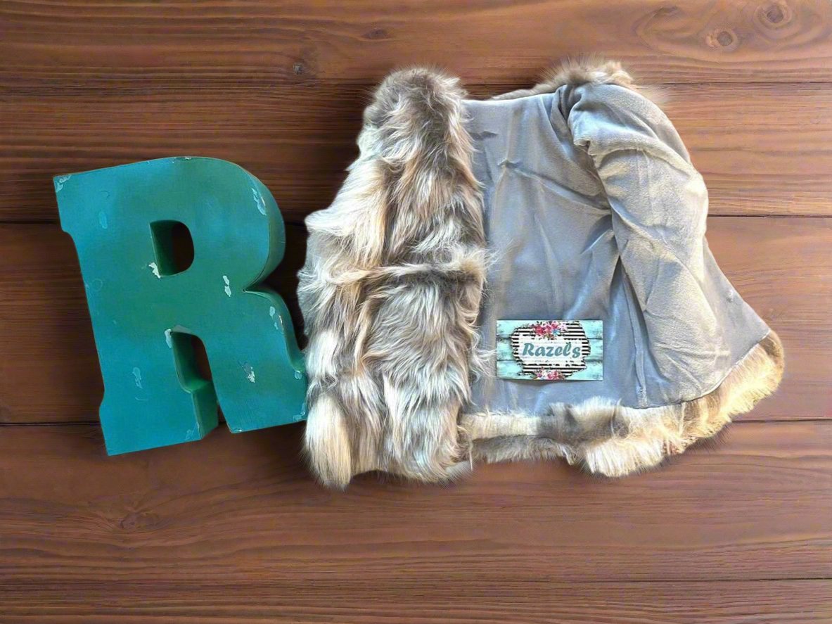 Girls Fur Vest BOHO Faux Fur Vest Animal Faux Fur Vest - Razels