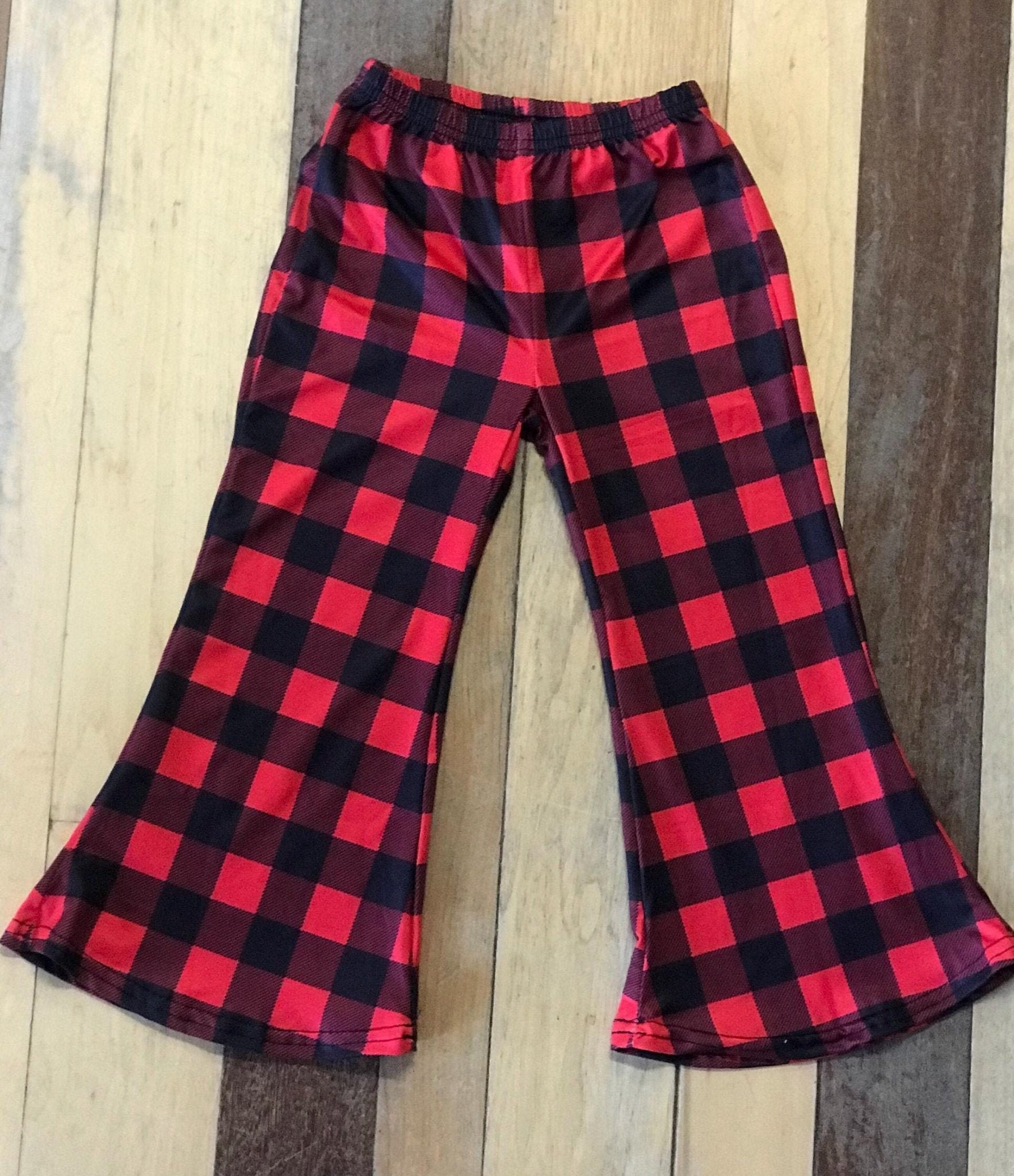 Girls Merry Christmas Shirts and Buffalo Plaid Bell Bottom Pants | Girls Christmas Outfit, It's Most Wonderful Time of the Year - Razels