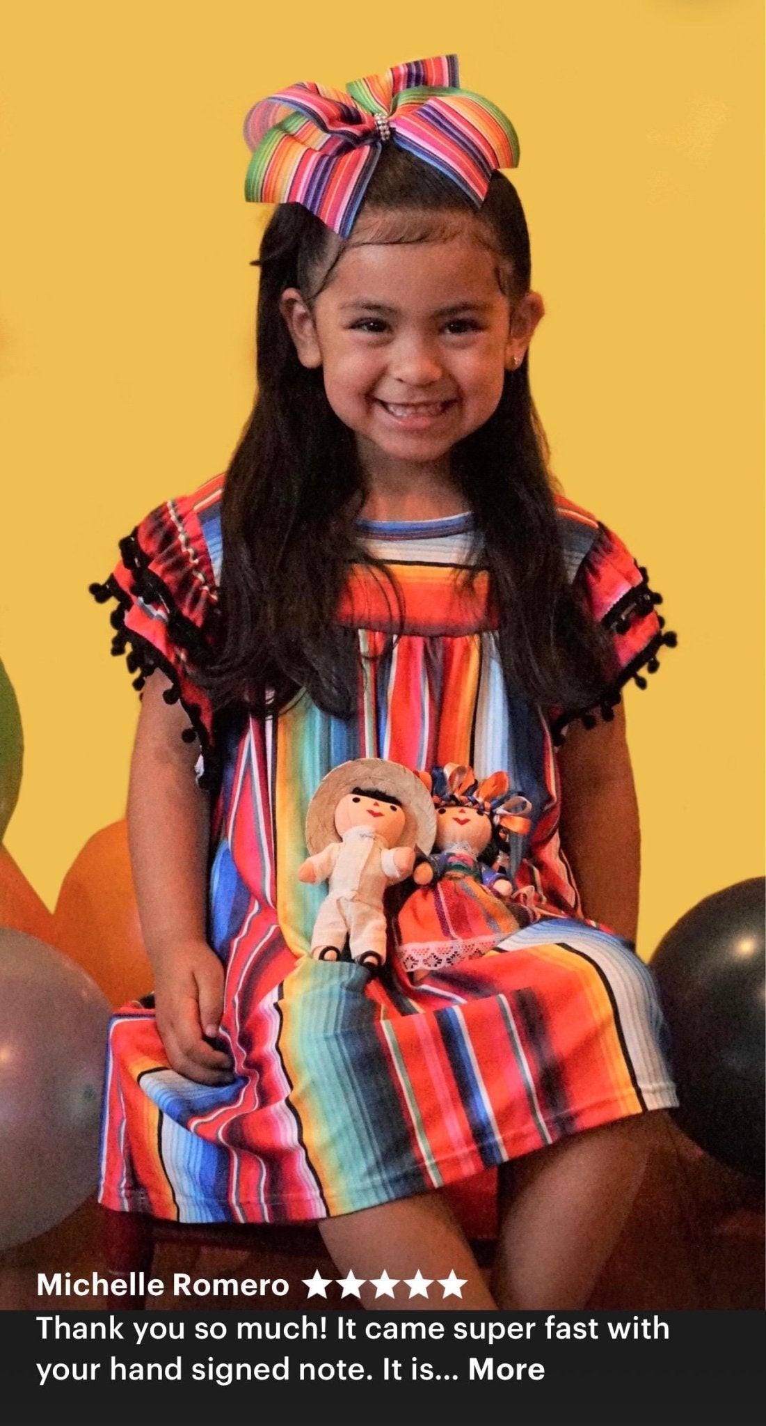 Girls' Serape Dress – Colorful Boho Dress with Pom Poms | Mexican Party Birthday, Pom Pom Dress,Cinco de Mayo Dress - Razels