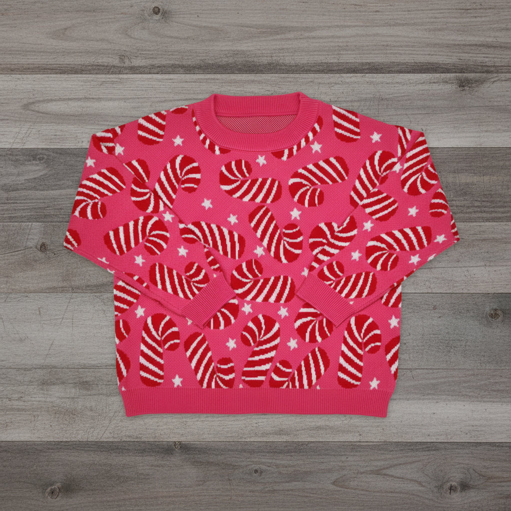 girls pink christmas sweater