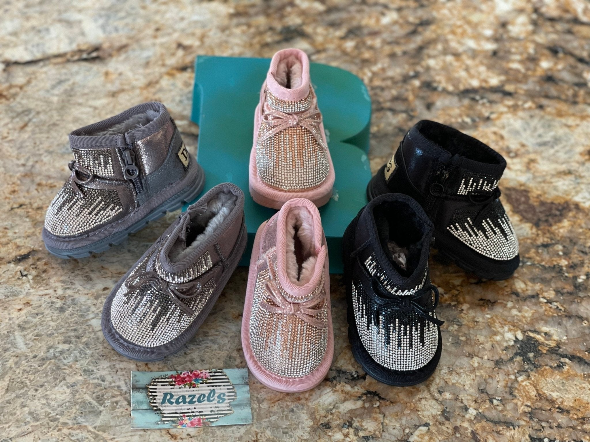 Glitter Winter Boots, Fur Lined Baby Toddler Sparkle Boots - Razels