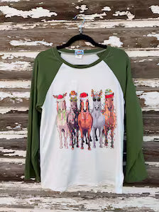 Christmas Horse Family Pajamas, Matching Western Holiday PJs for Adults and Kids