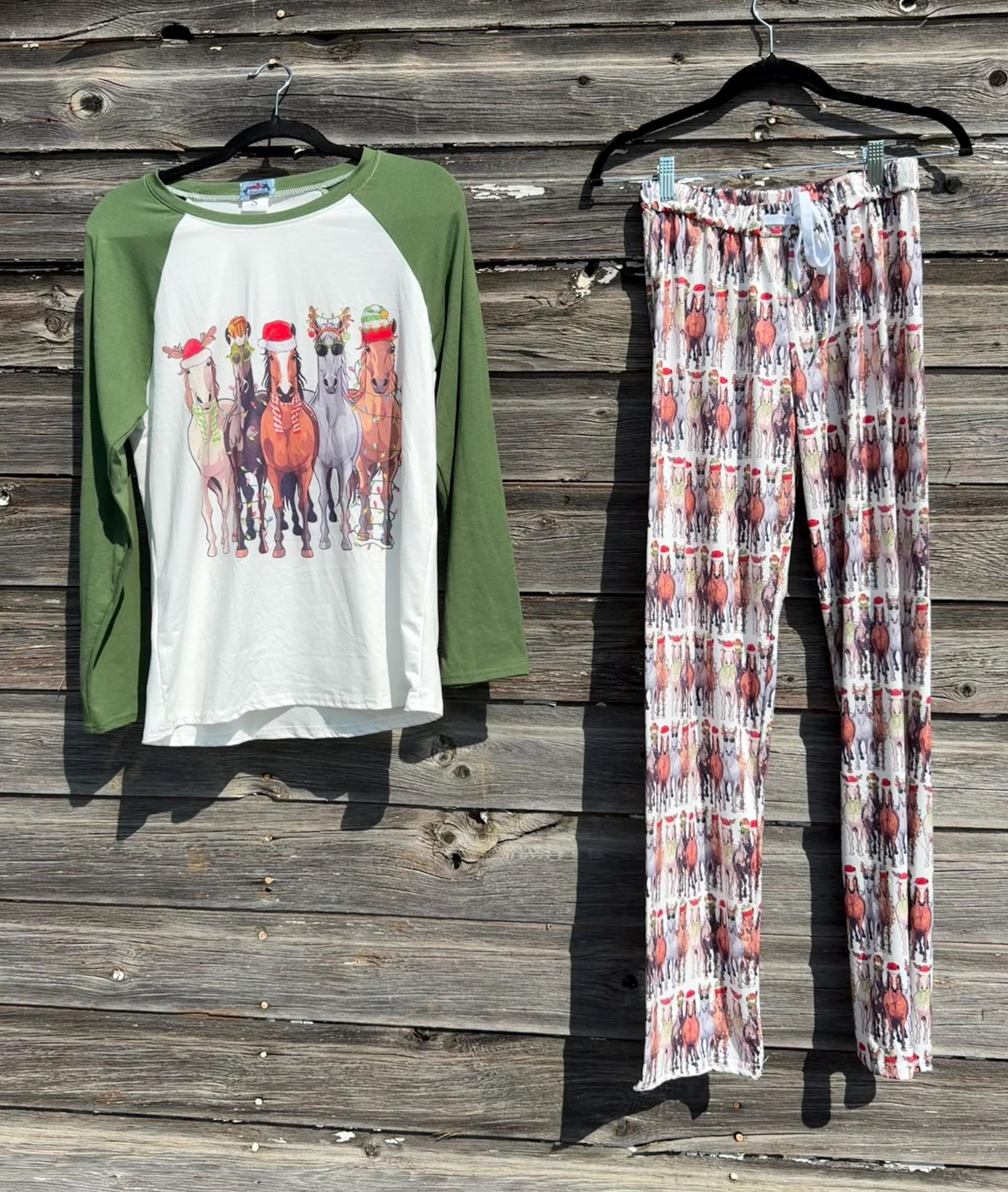 Christmas Horse Family Pajamas, Matching Western Holiday PJs for Adults and Kids