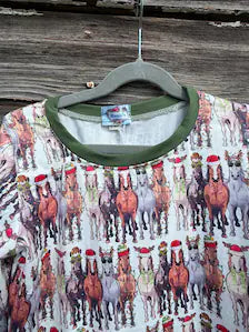 Christmas Horse Family Pajamas, Matching Western Holiday PJs for Adults and Kids