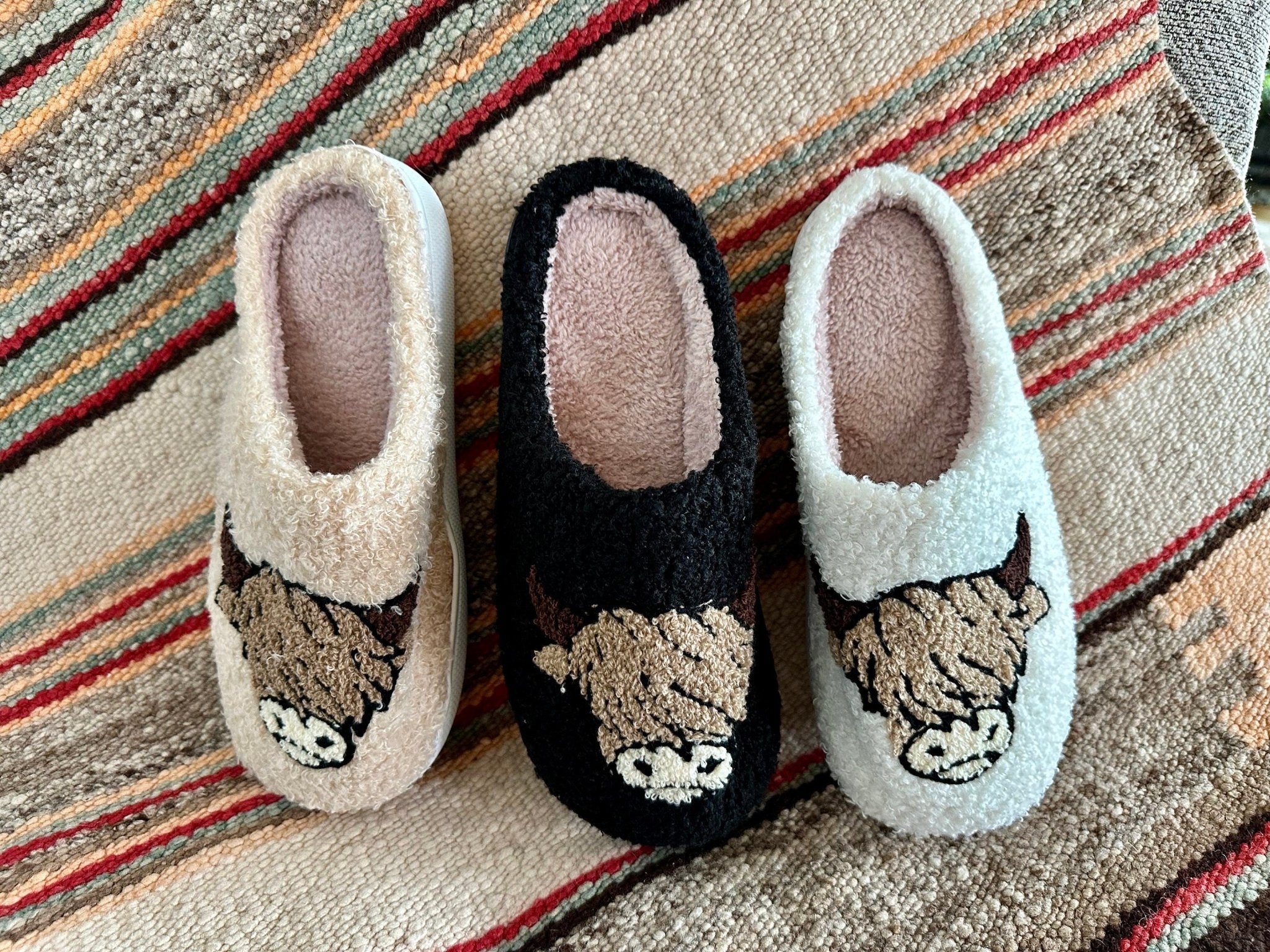 Highlander Slippers, Fuzzy Cow Slippers - Razels