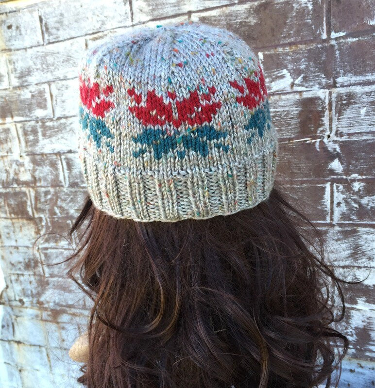 SNOWFLAKE Pompom HAT, Hand Knit Snowflake Pom Pom Hat Beanie