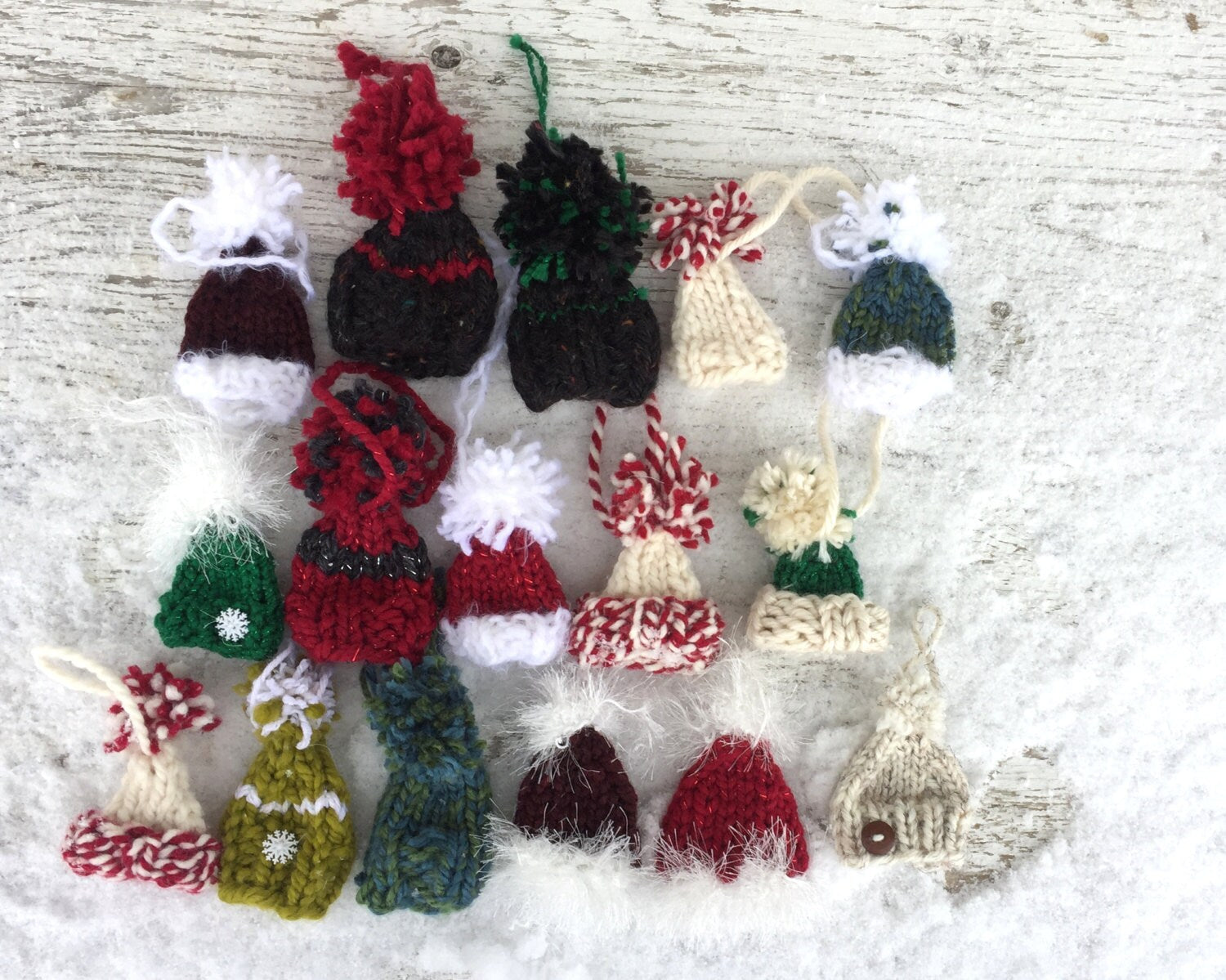 KNIT HAT Ornament Lot, Grab Bag Christmas Ornament Variety Lot