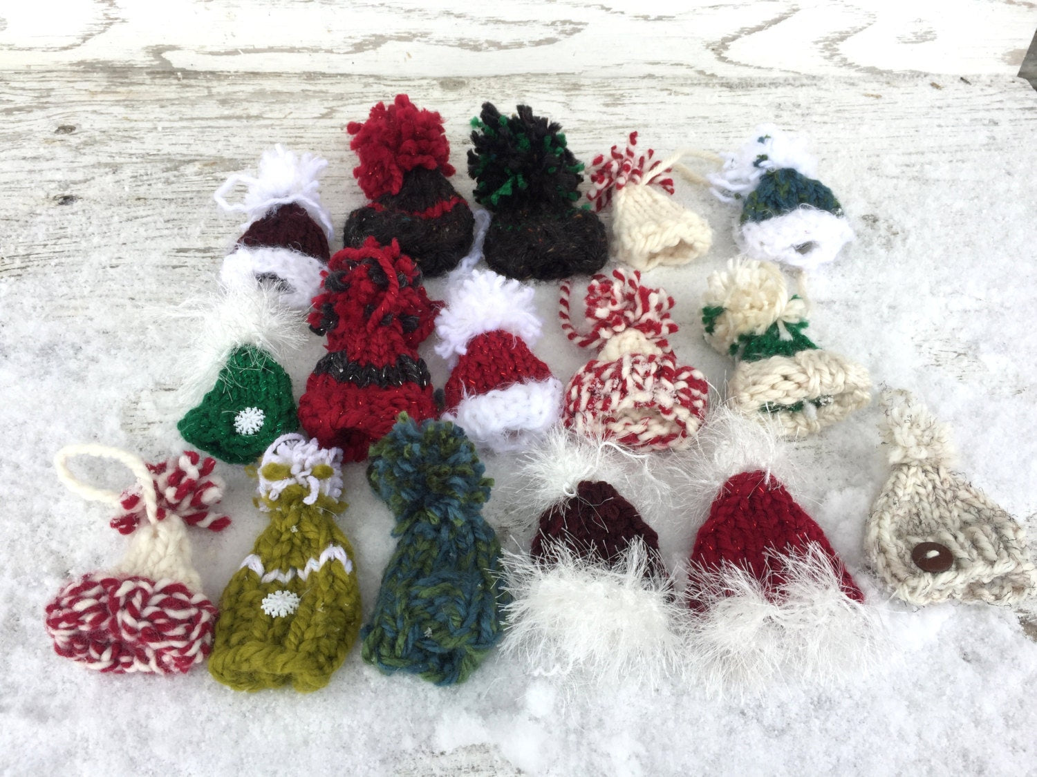 KNIT HAT Ornament Lot, Grab Bag Christmas Ornament Variety Lot