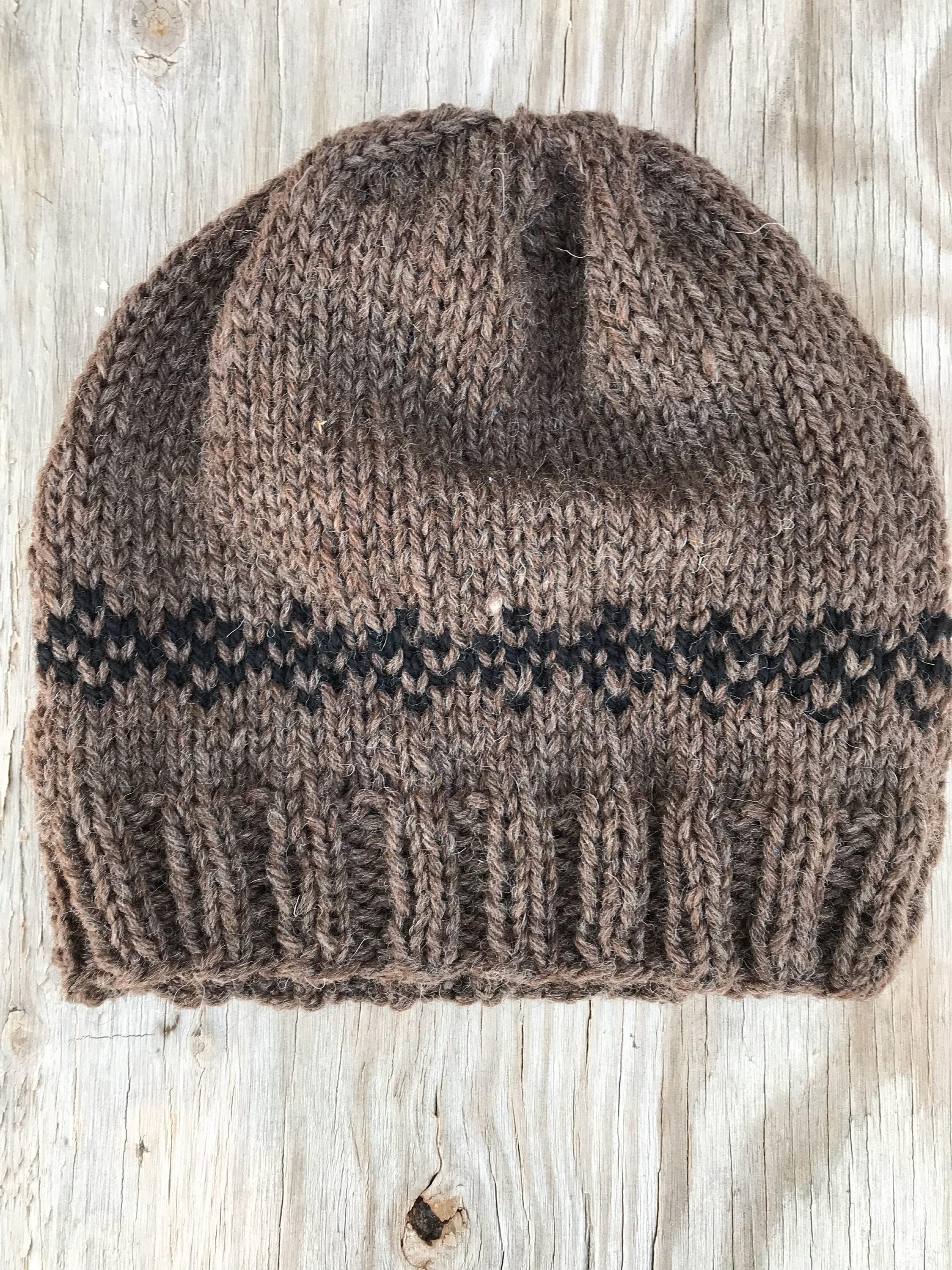 Pure WOOL WINTER Hat Beanie Handknit Warm Water Repellant all Natural Wool Hat