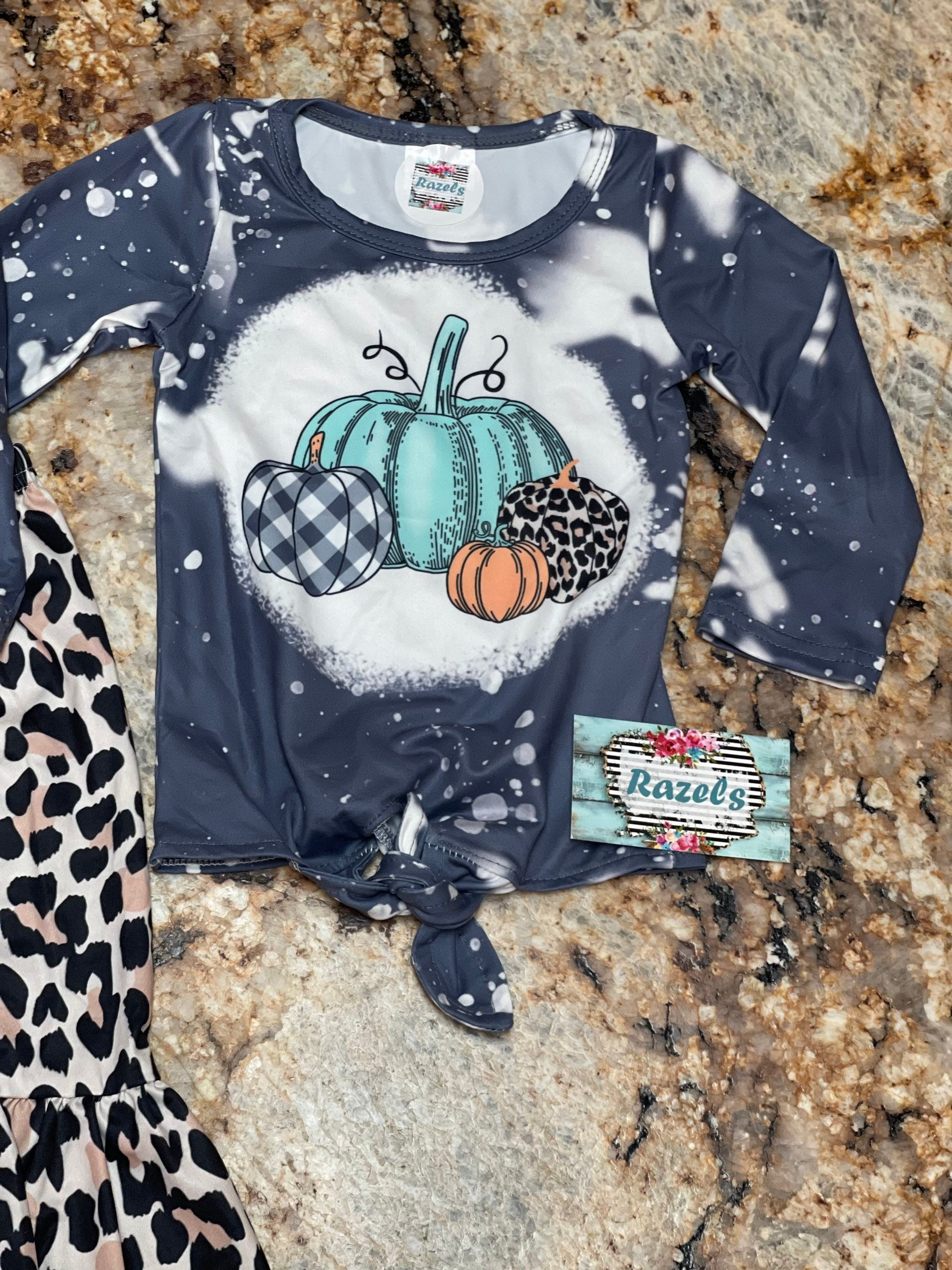 Toddler, GIRLS FALL OUTFIT / Cheetah Leopard Pumpkin Bell Bottom Outfit