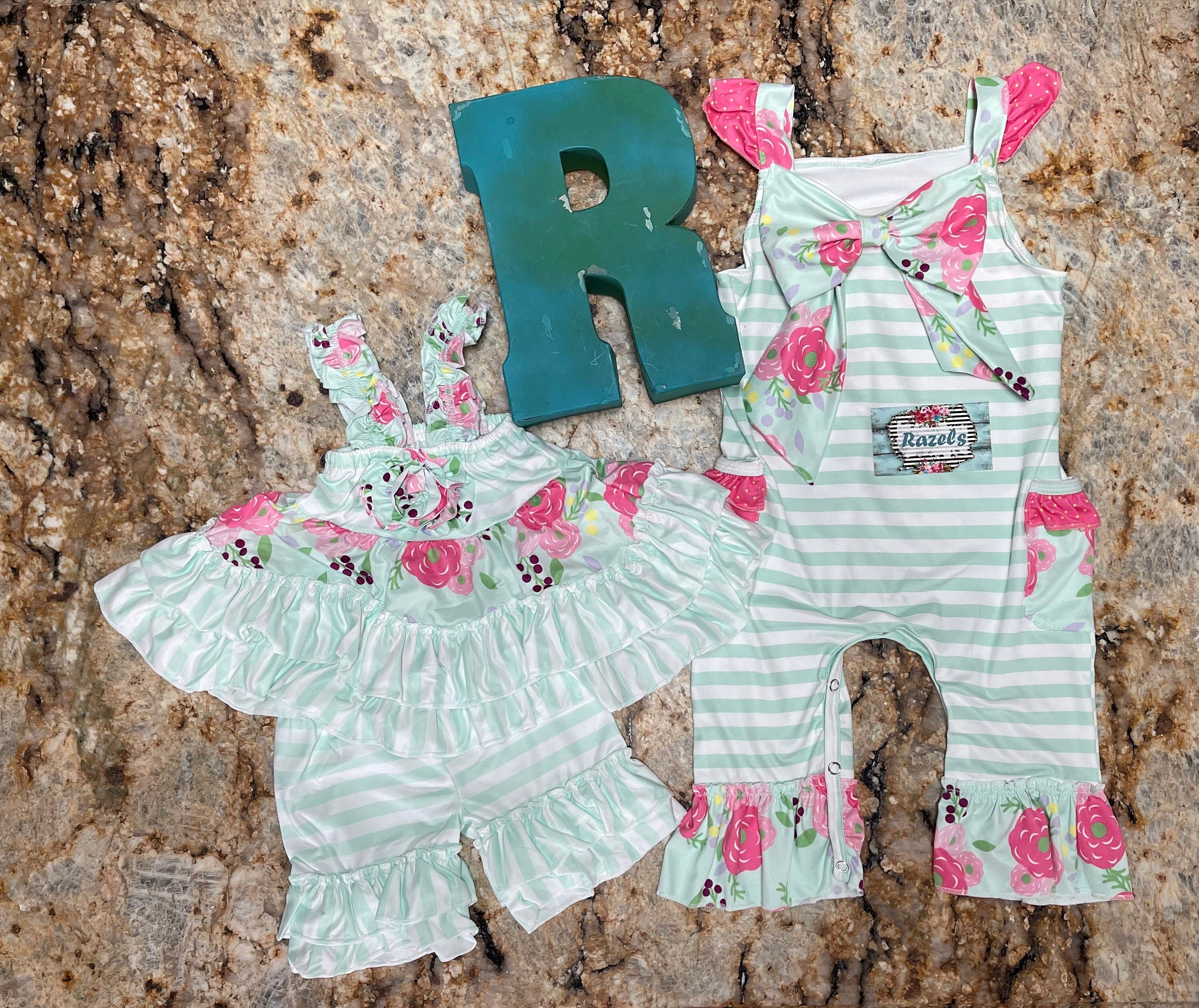 Toddler Floral Swing Tank, Striped Ruffle Short Set