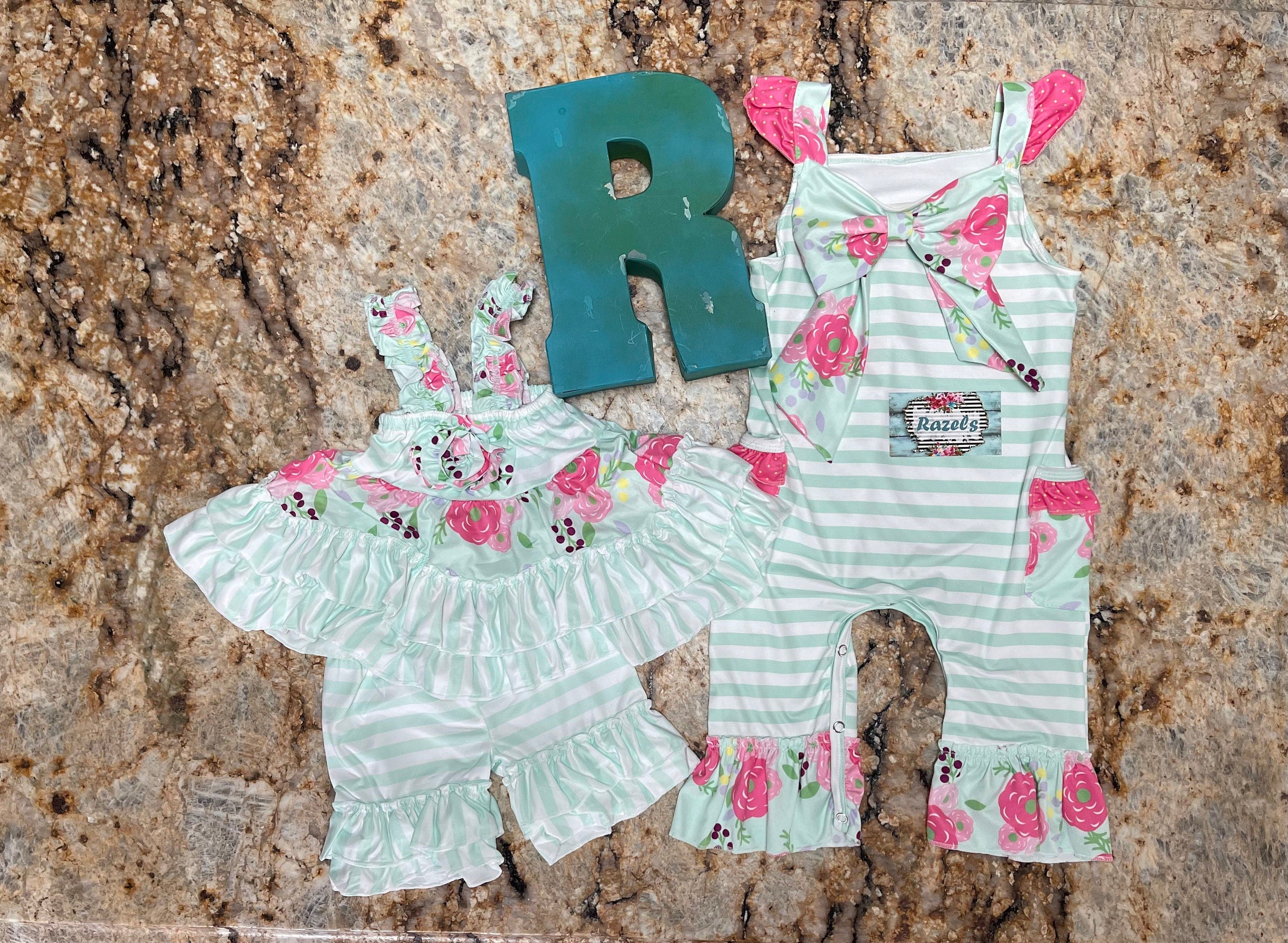 Toddler Floral Swing Tank, Striped Ruffle Short Set