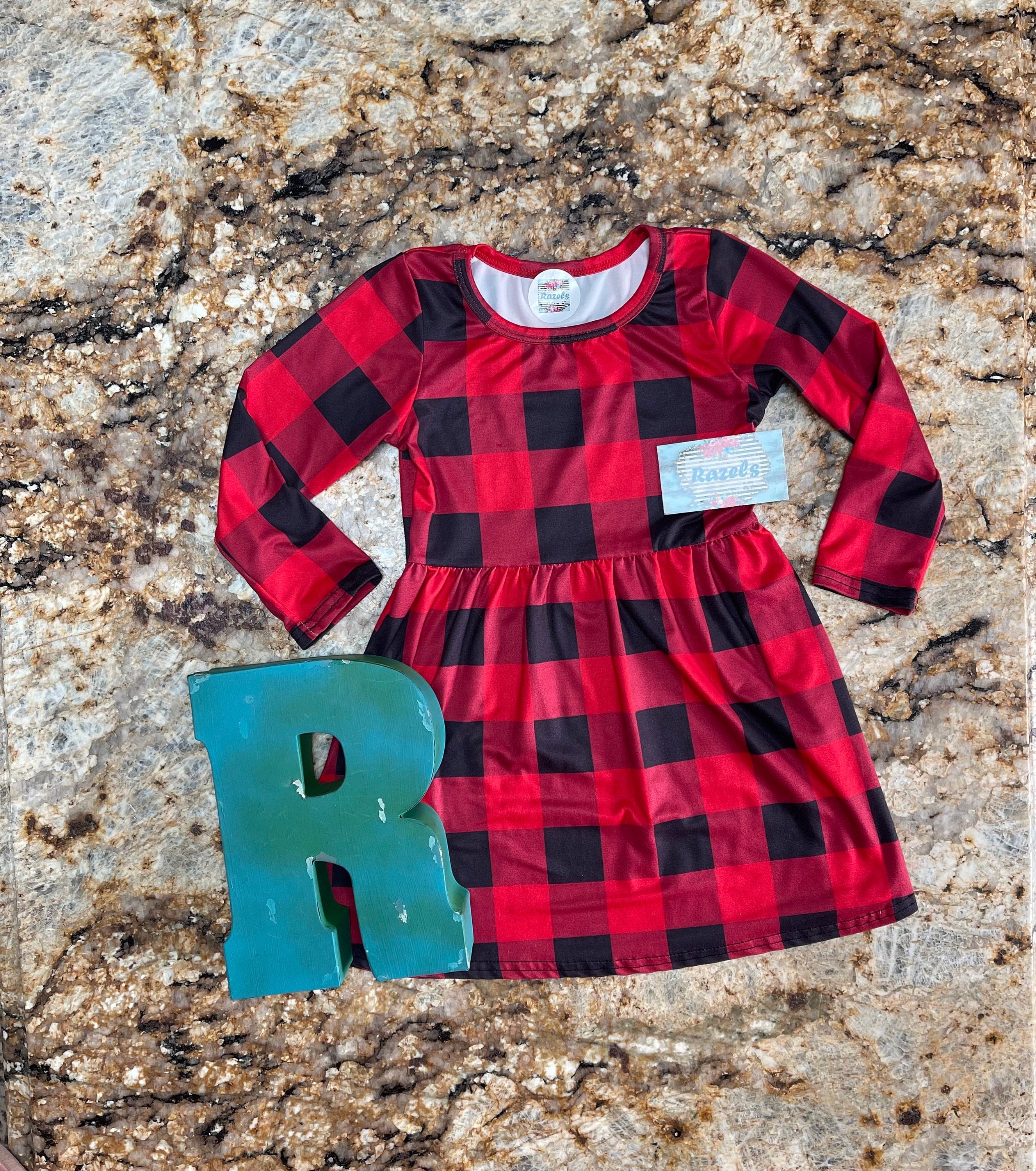 Buffalo Plaid Dress | Red and Black Dress,  Christmas Dress for Girls, Toddlers, babies