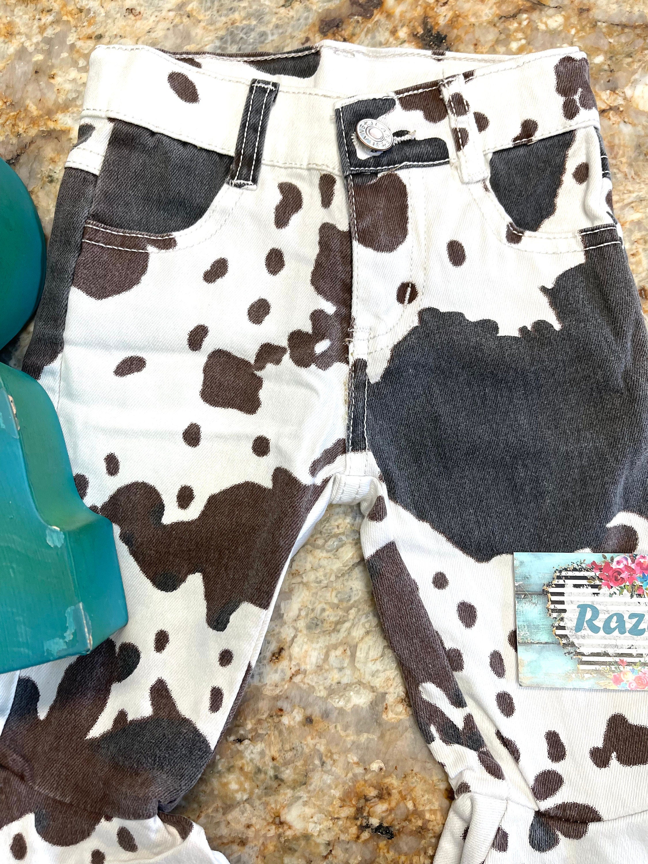 Girls COW print Pants Western JEANS Cowgirl Jeans Cow print BellBottoms
