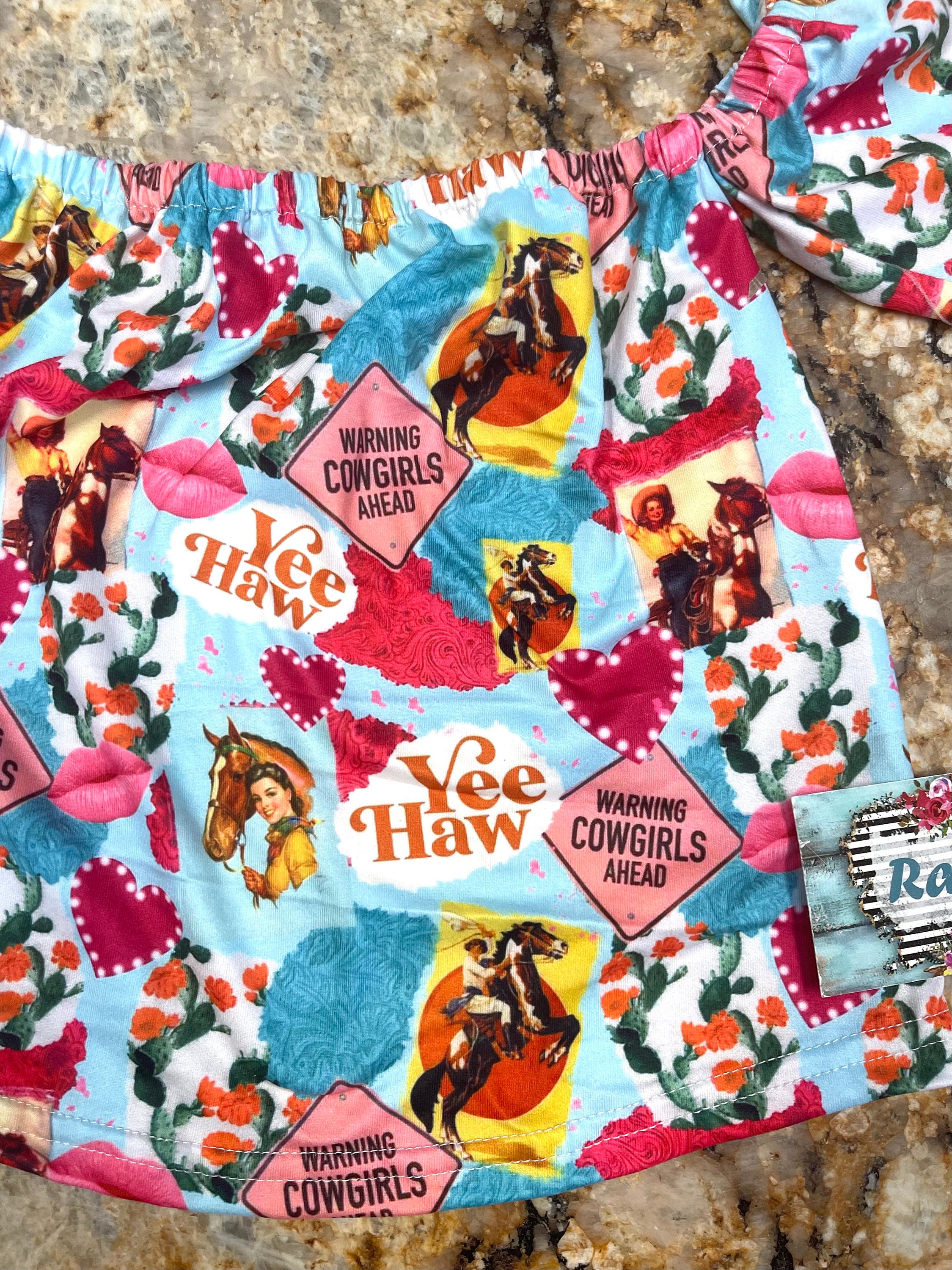 Cowgirl Shirt, Yeehaw Western Cold Shoulder Top -Razels