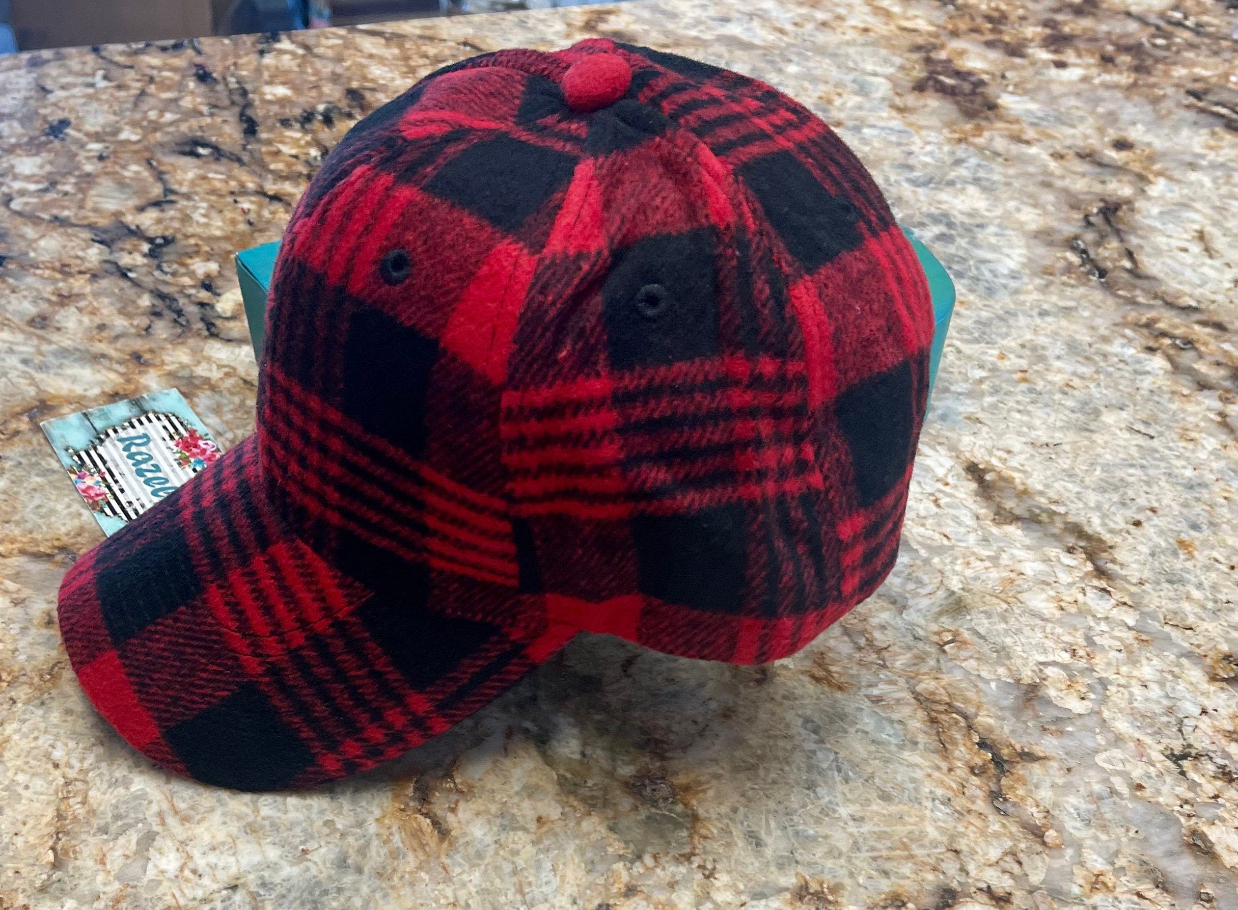 Red & Black Buffalo Plaid Trucker Hat - Cozy Winter Flannel Cap, Christmas Gift