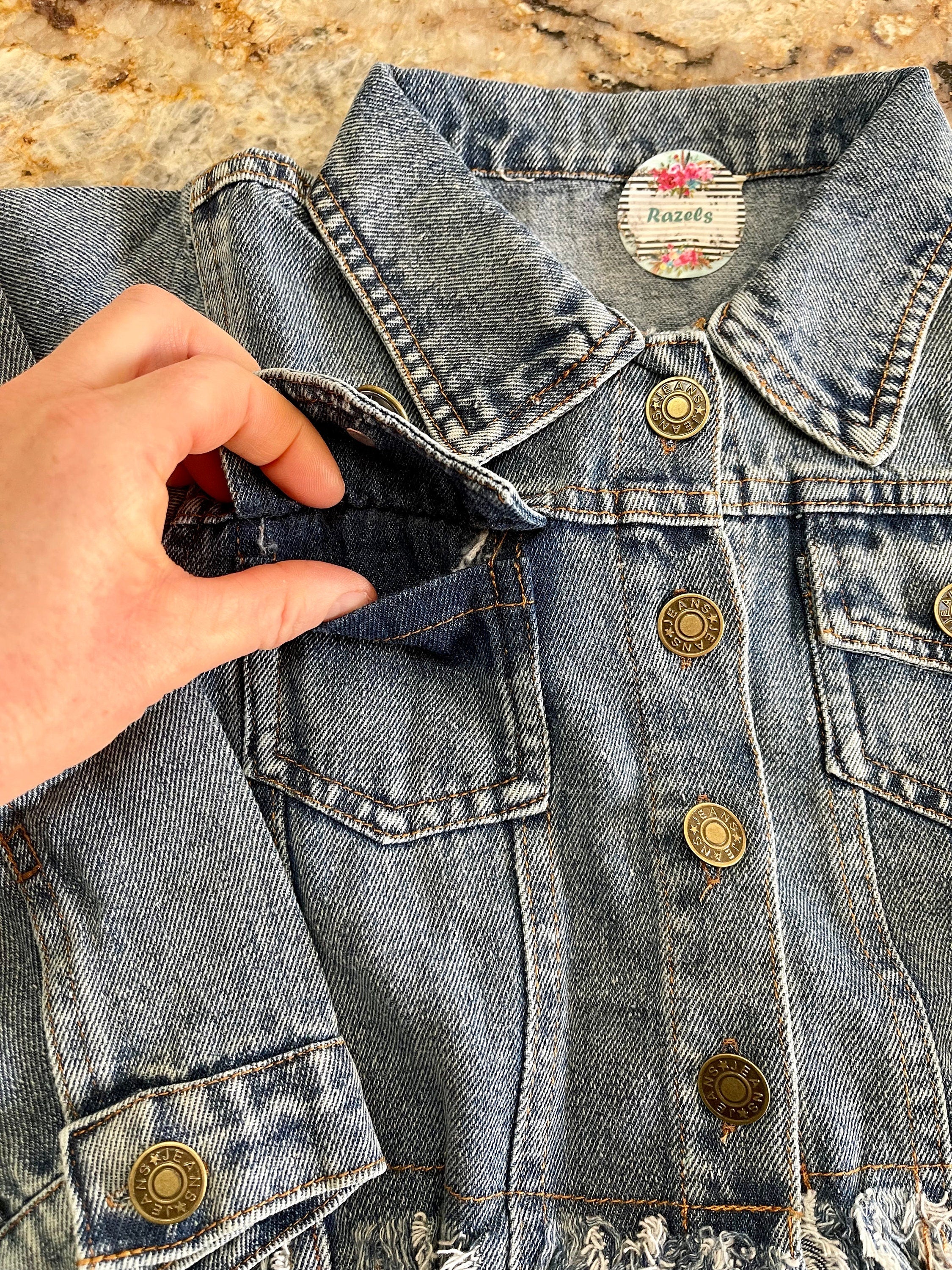 Girls&#39; Fringe Denim Jacket – Distressed Jean Jacket with Fun Fringe Details | Stylish Outerwear for Kids