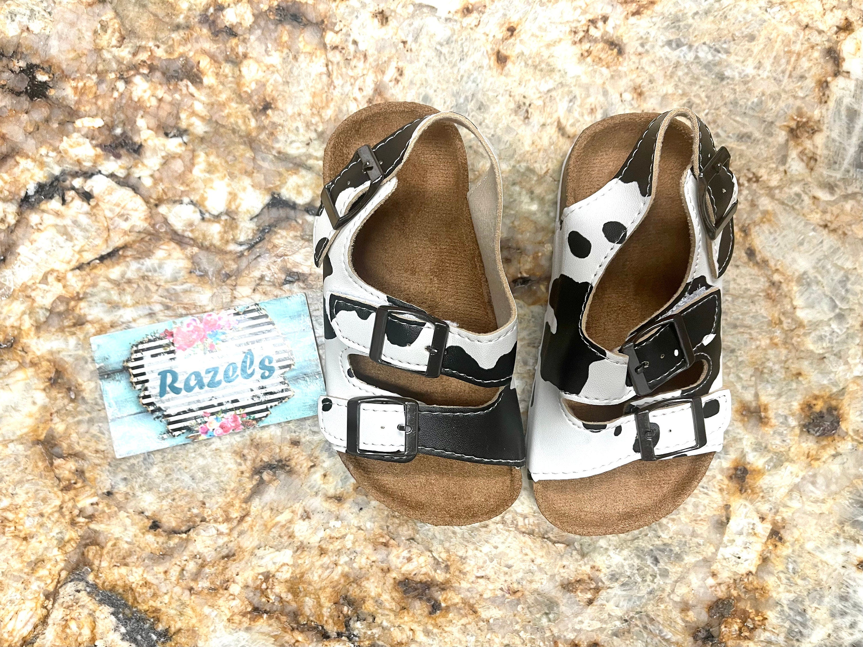 COW PRINT Sandals, kids WESTERN Cow Cork Sandals