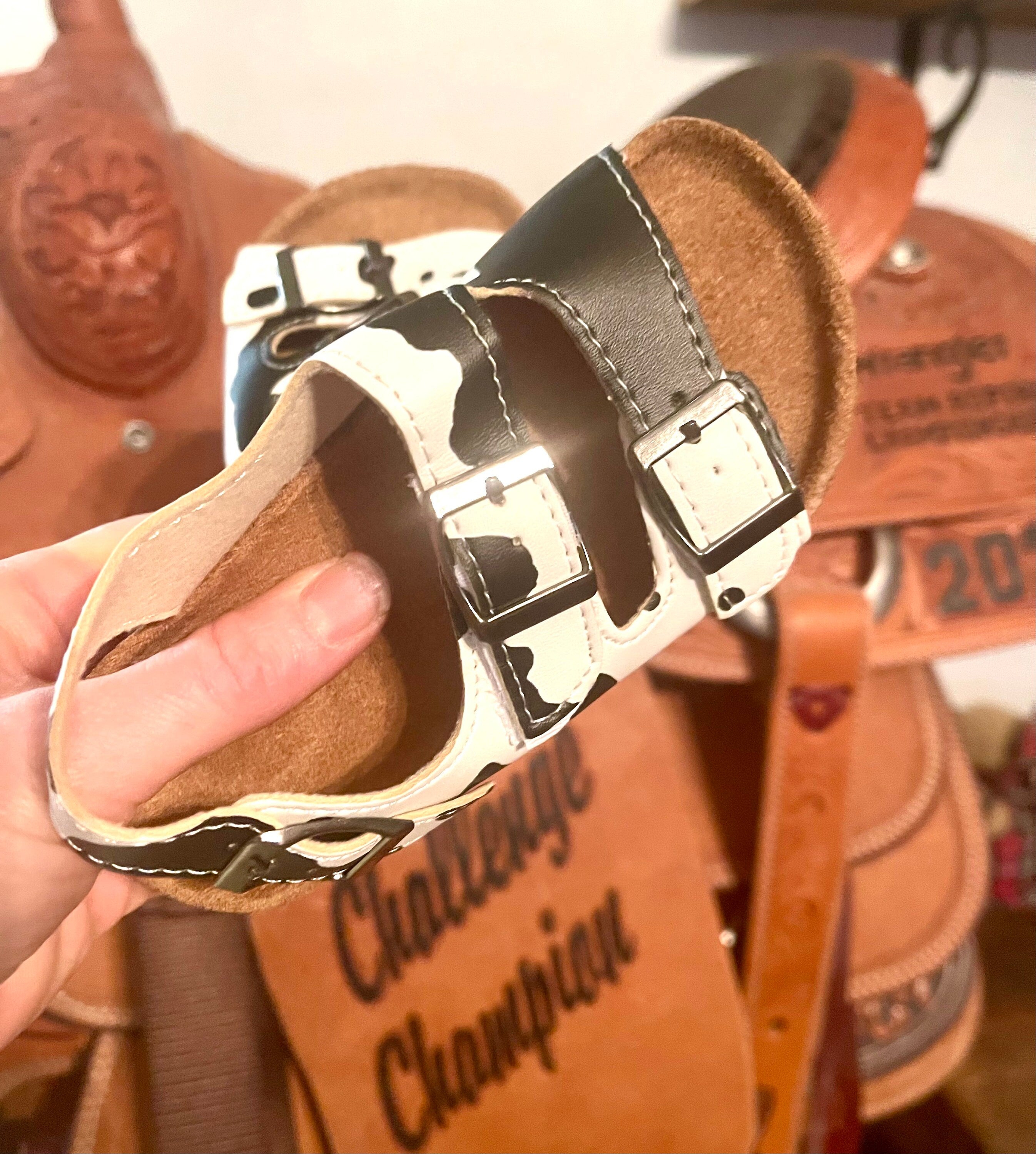 CLEARANCE COW PRINT Sandals, kids Western Cow Cork Sandals Size 12 13 toddler -Razels
