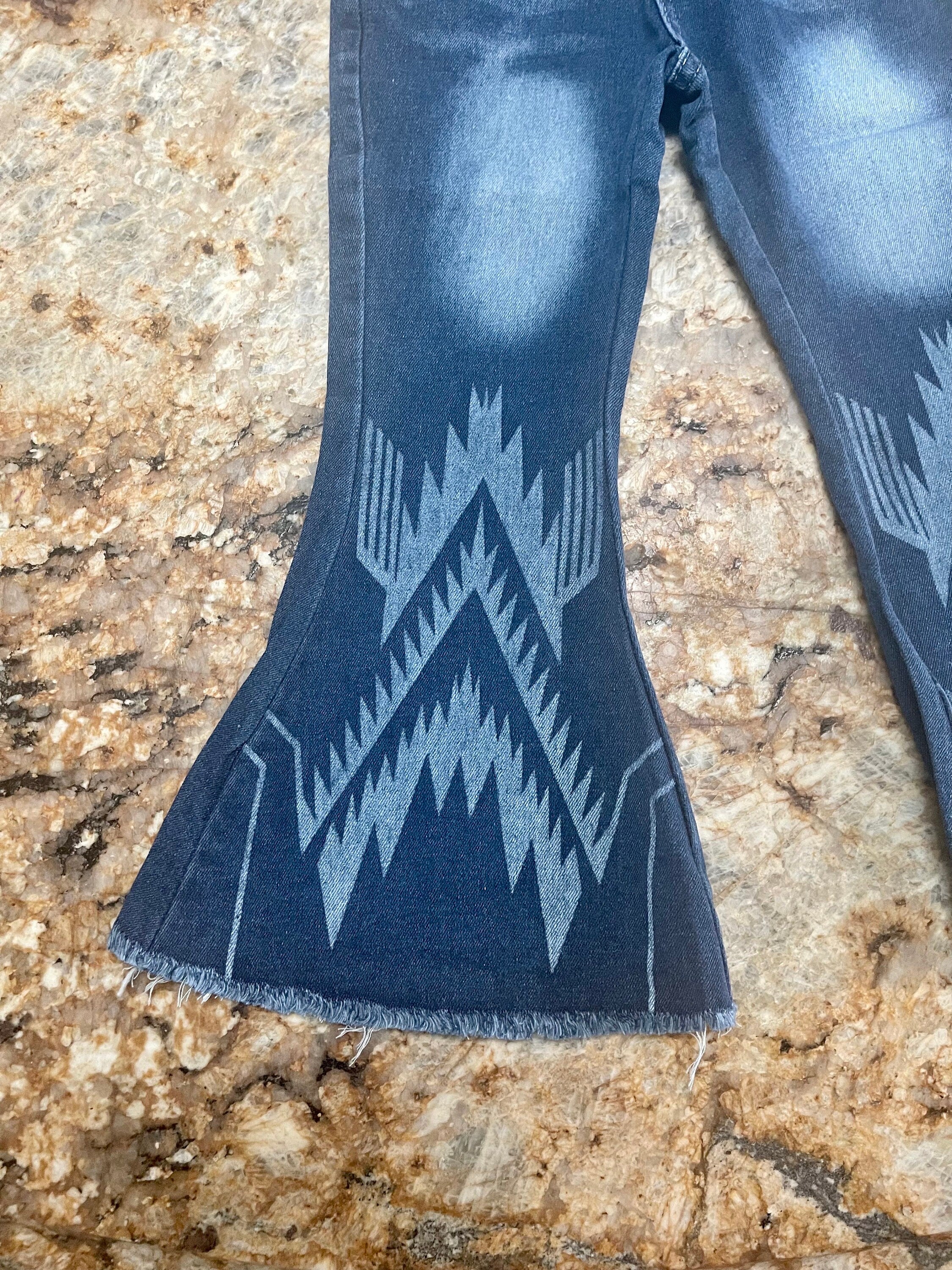 Girls Western Cowgirl Jeans Flare Jeans Kids Southwestern Rodeo Cowgirl Bell Bottoms -Razels