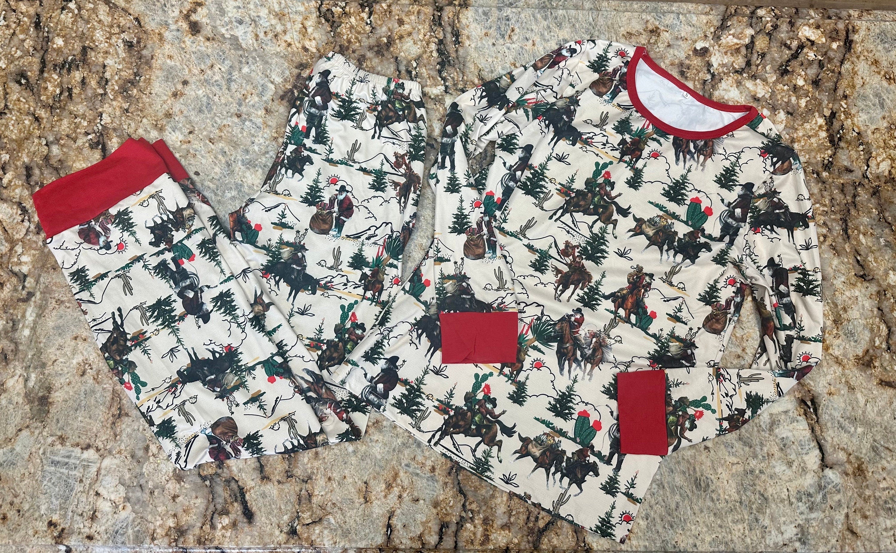Cowboy Santa Christmas Pajamas: Western Family Matching Sleepwear -Razels