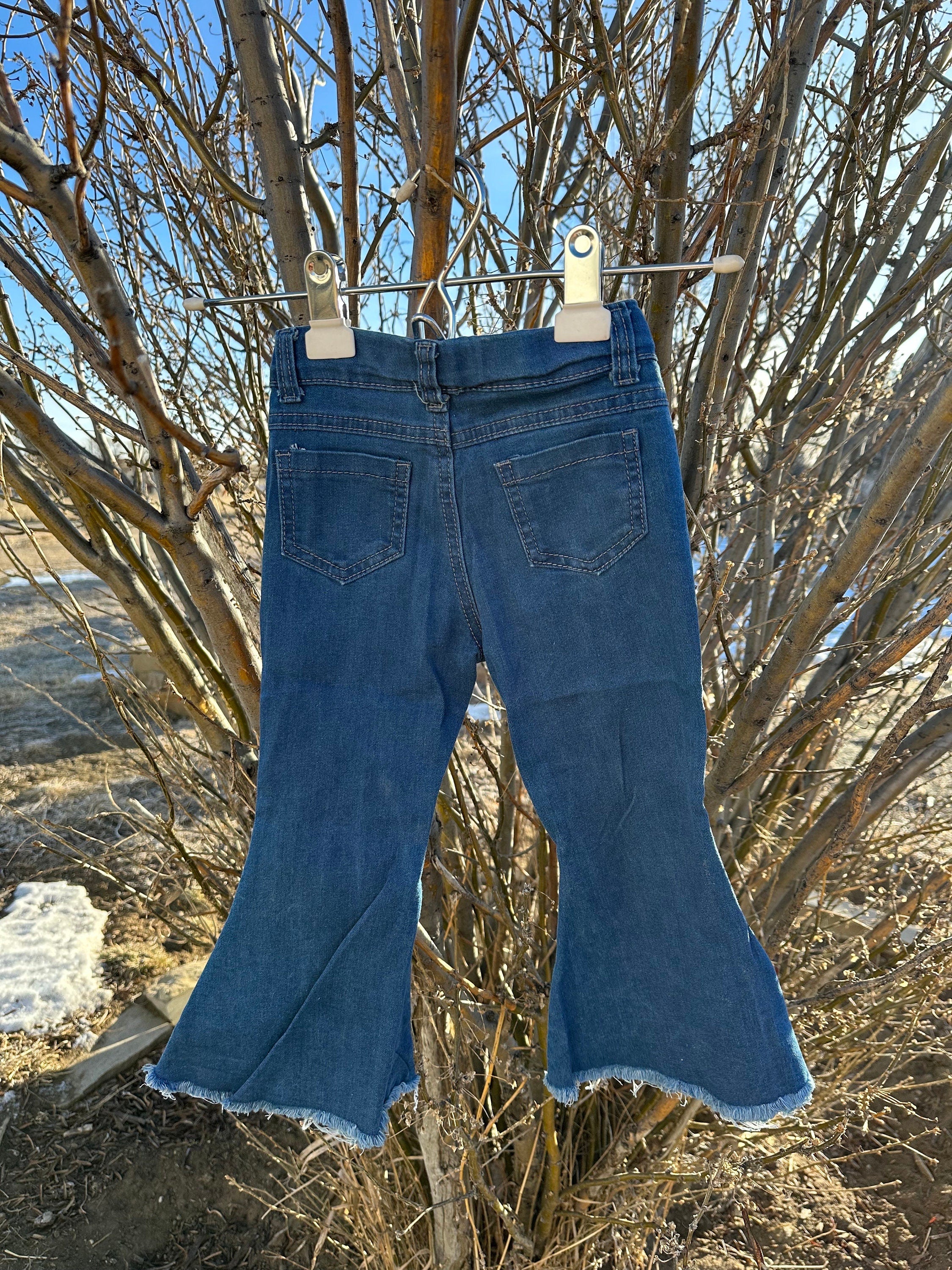 Girls Western Cowgirl Jeans Flare Jeans Kids Southwestern Rodeo Cowgirl Bell Bottoms -Razels