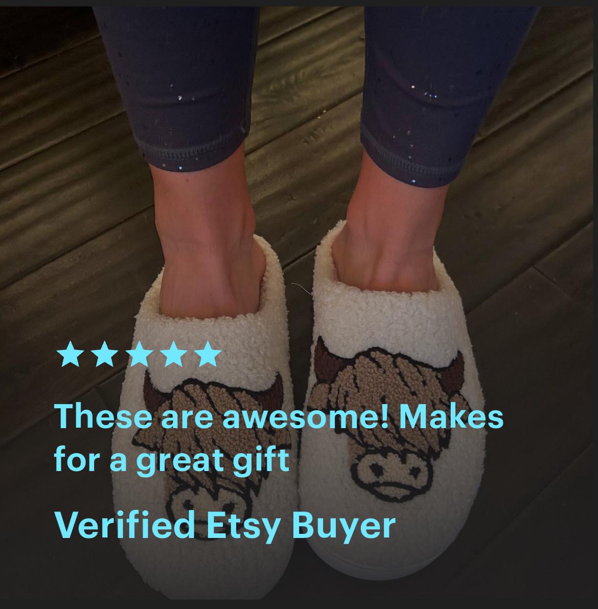 COW SLIPPERS Cozy Highland Cow House Shoes for Cow Lovers – Soft, Warm Cowgirl Gift with Free Shipping -Razels