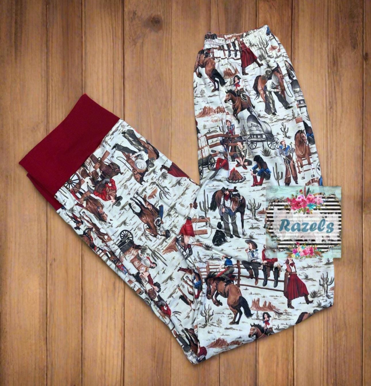 COWGIRL Pajamas Western PJs Retro Rodeo Gals PJs Classic Western Print Pajamas Mom & Me Matching Cowgirl PJs featuring the funnest vintage cowgirl print. These pajamas are super comfortable with a forgiving fit. Short sleeve pj top and pajama pants