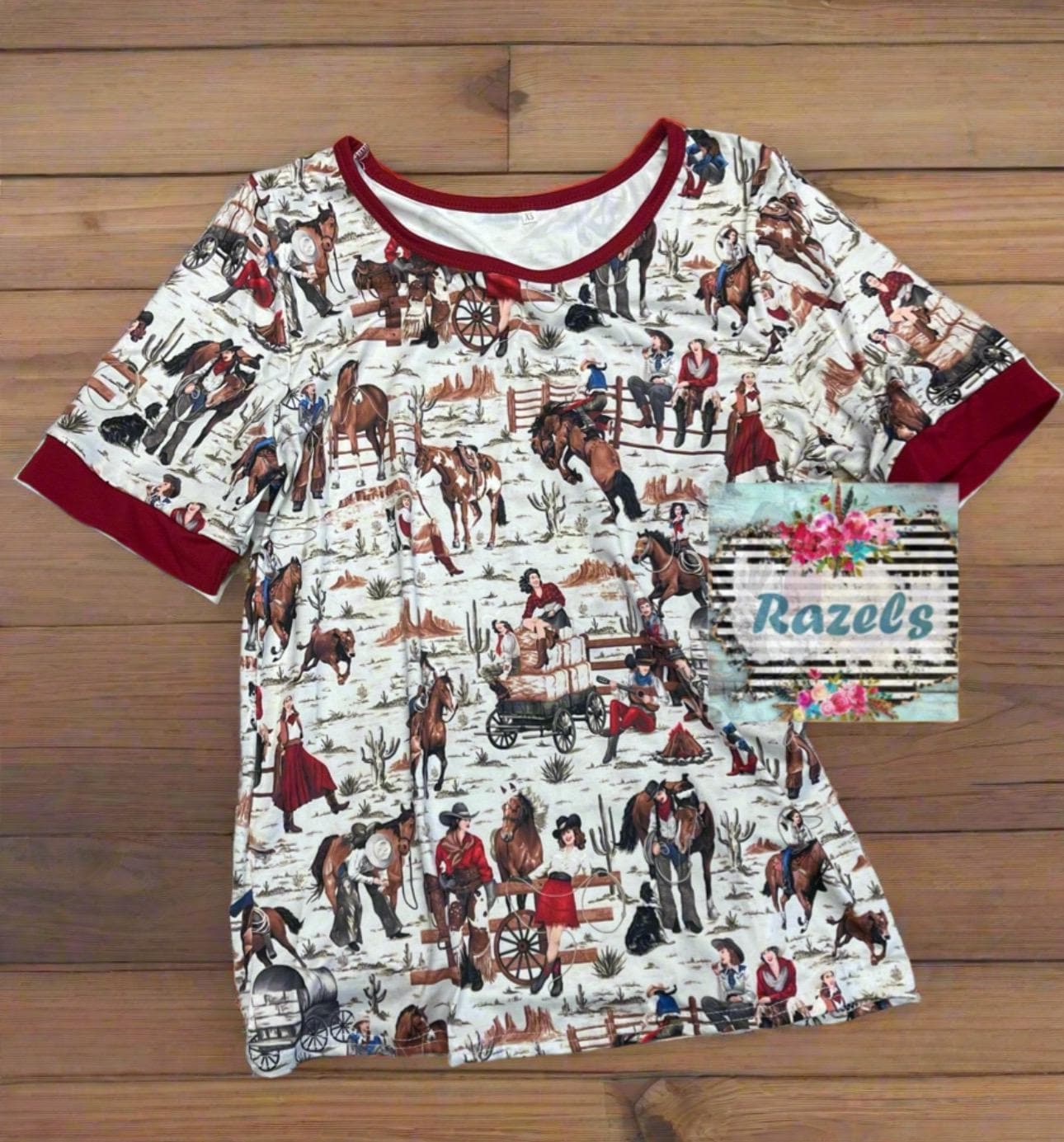 COWGIRL Pajamas Western PJs Retro Rodeo Gals PJs Classic Western Print Pajamas Mom & Me Matching Cowgirl PJs featuring the funnest vintage cowgirl print. These pajamas are super comfortable with a forgiving fit. Short sleeve pj top and pajama pants