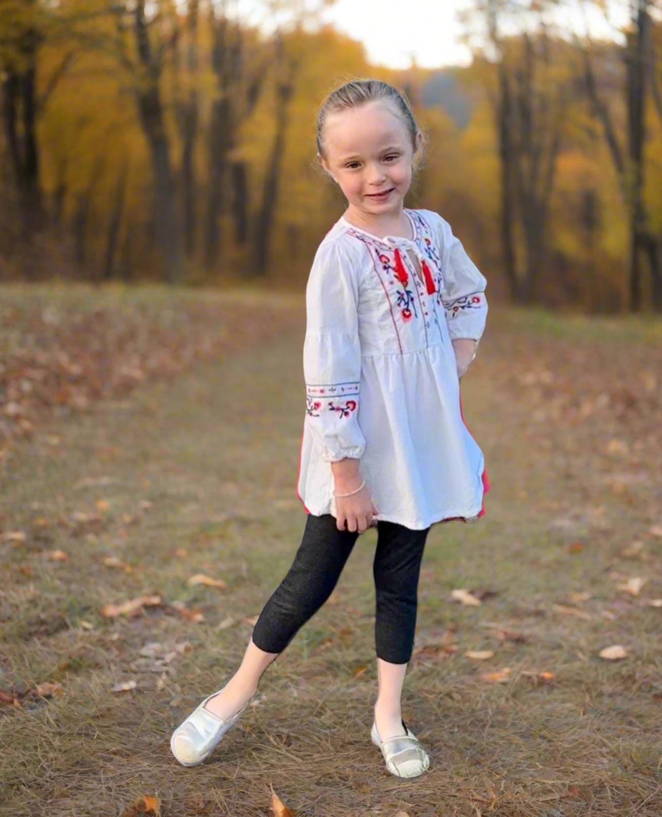 Girls&#39; BOHO Embroidered Dress Tunic – Stylish Fall Outfit | Versatile Layering Piece