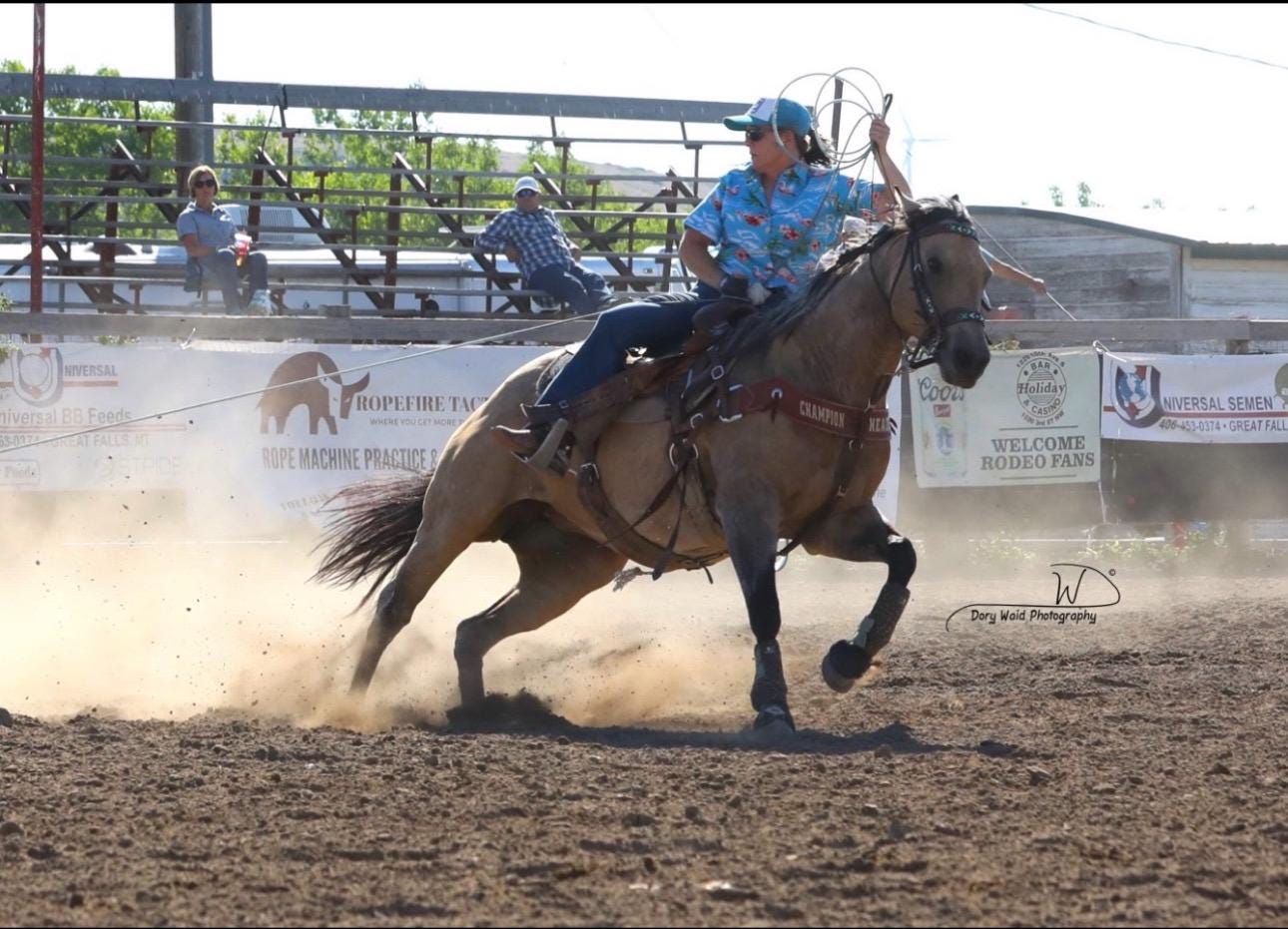 Amber, owner of Razels, roping on Sweetie Cheeks.