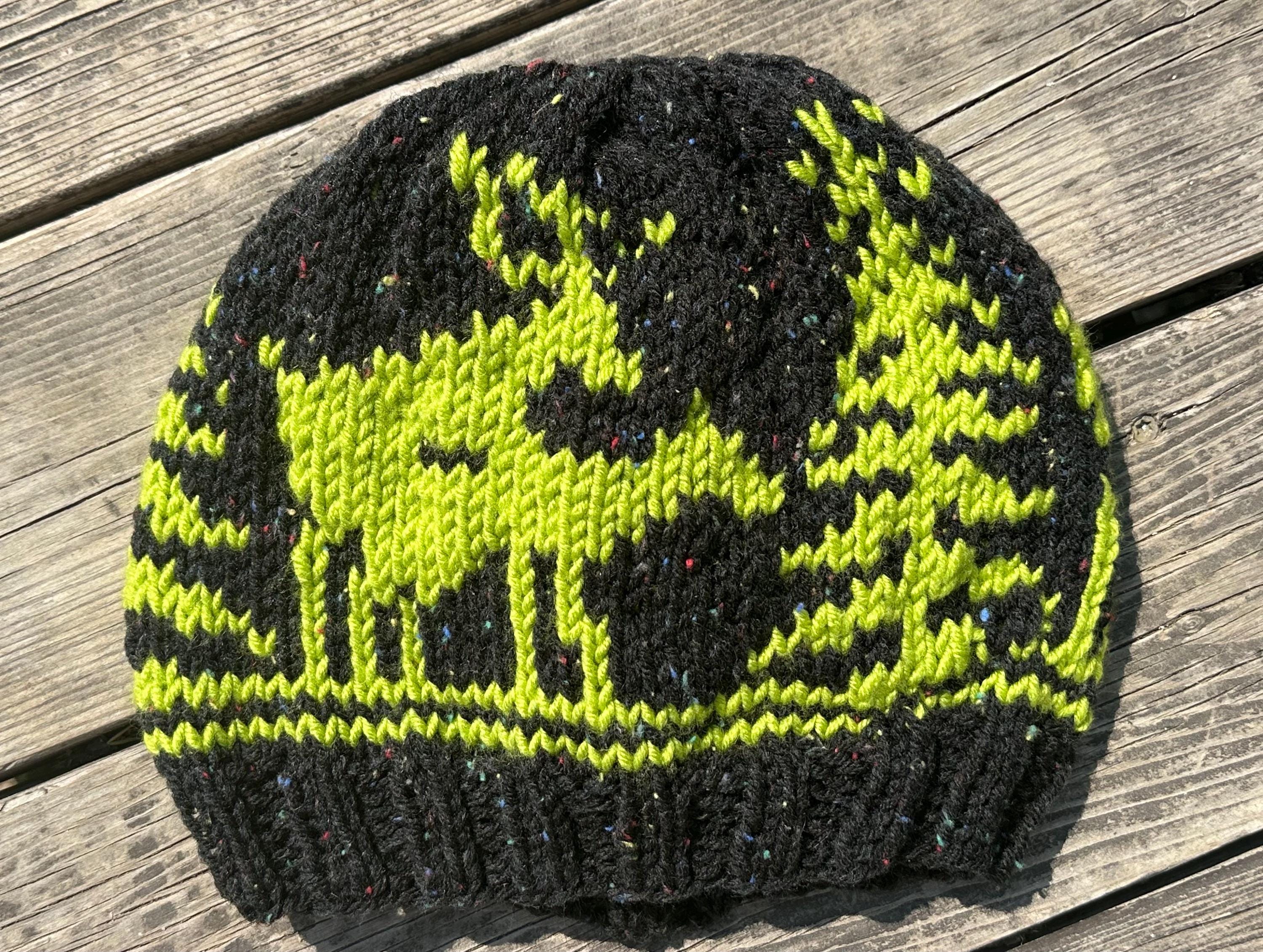 Gift for Hunter | Neon Green and Black Mans Hat, Fornicating Naughty Deer