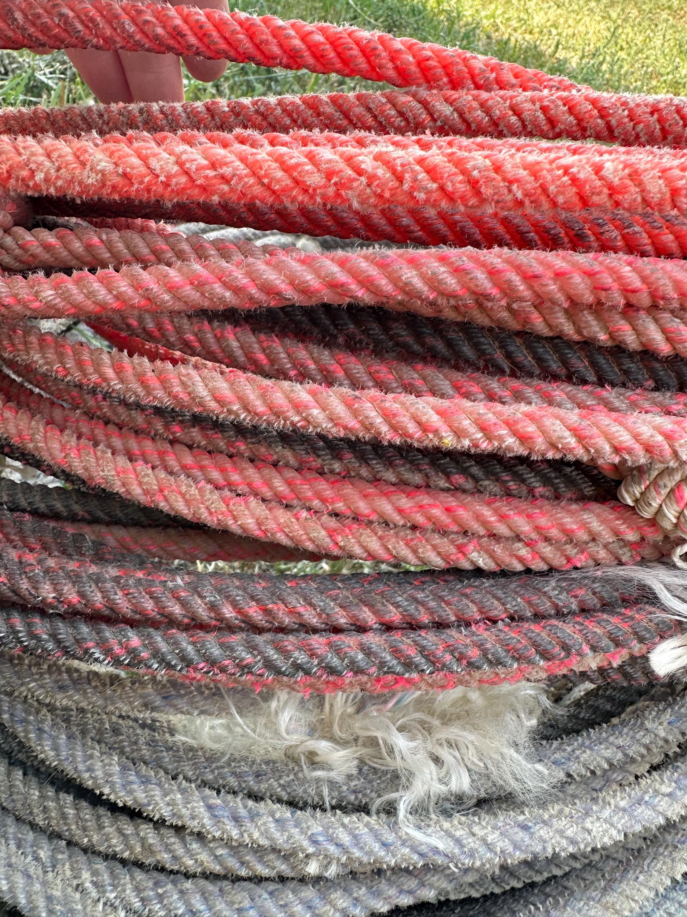 Used cowboy ropes available in pink, green, blue, and purple. Use these used lariat ropes for crafts such as baskets, wreaths, door decor, and centerpieces. Or heck, to play cowboy yourself!