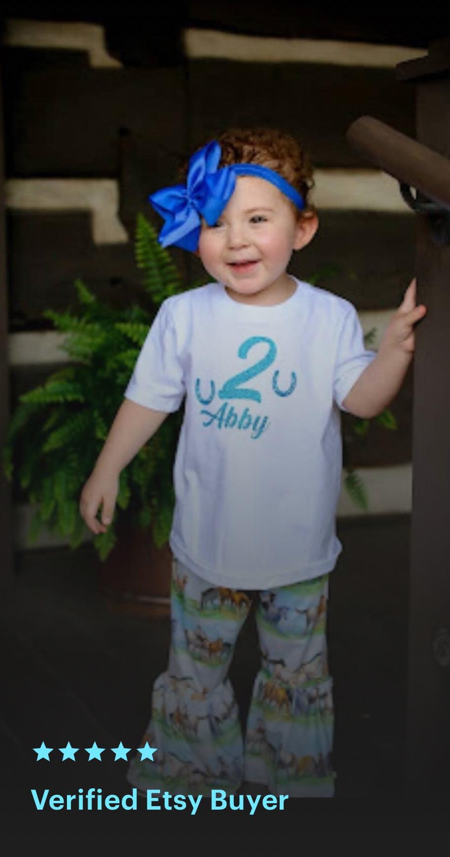 Horse Outfit, BABY Girls Bell Bottom Vintage Horse Pants & Retro Horse Shirt for 3-6 months, 6-12 months, 12-18 months -Razels