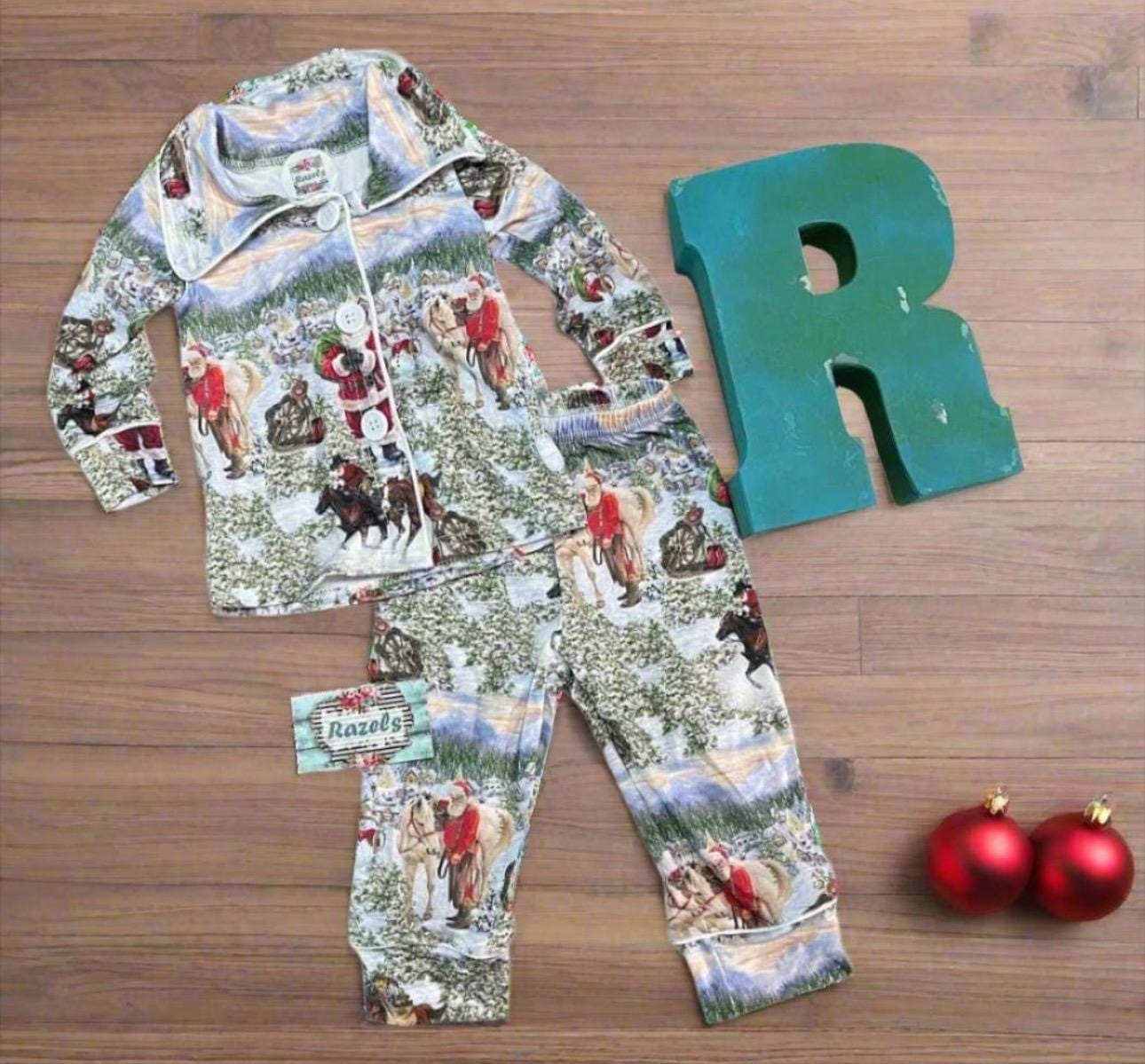 Western Christmas Pajamas – Cowboy Santa PJs, Western Holiday Pajamas -Razels