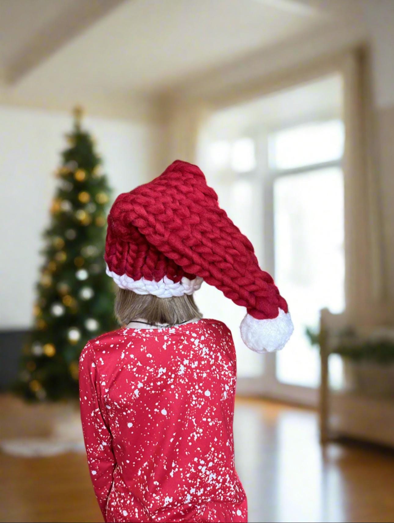 Chunky Santa Hat, Giant Knit Santa Claus Hat -Razels