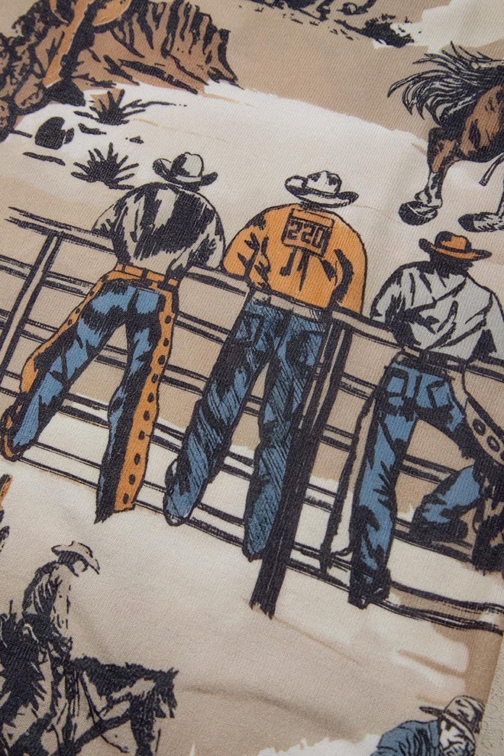 COWBOY T-Shirt for Women! This Western T-Shirt features a bold, allover unique cowboy print, making it perfect for every day! Oversized with a relaxed fit, this tee is soft and comfy, pairing perfectly with leggings, jeggings, biker shorts, and more.