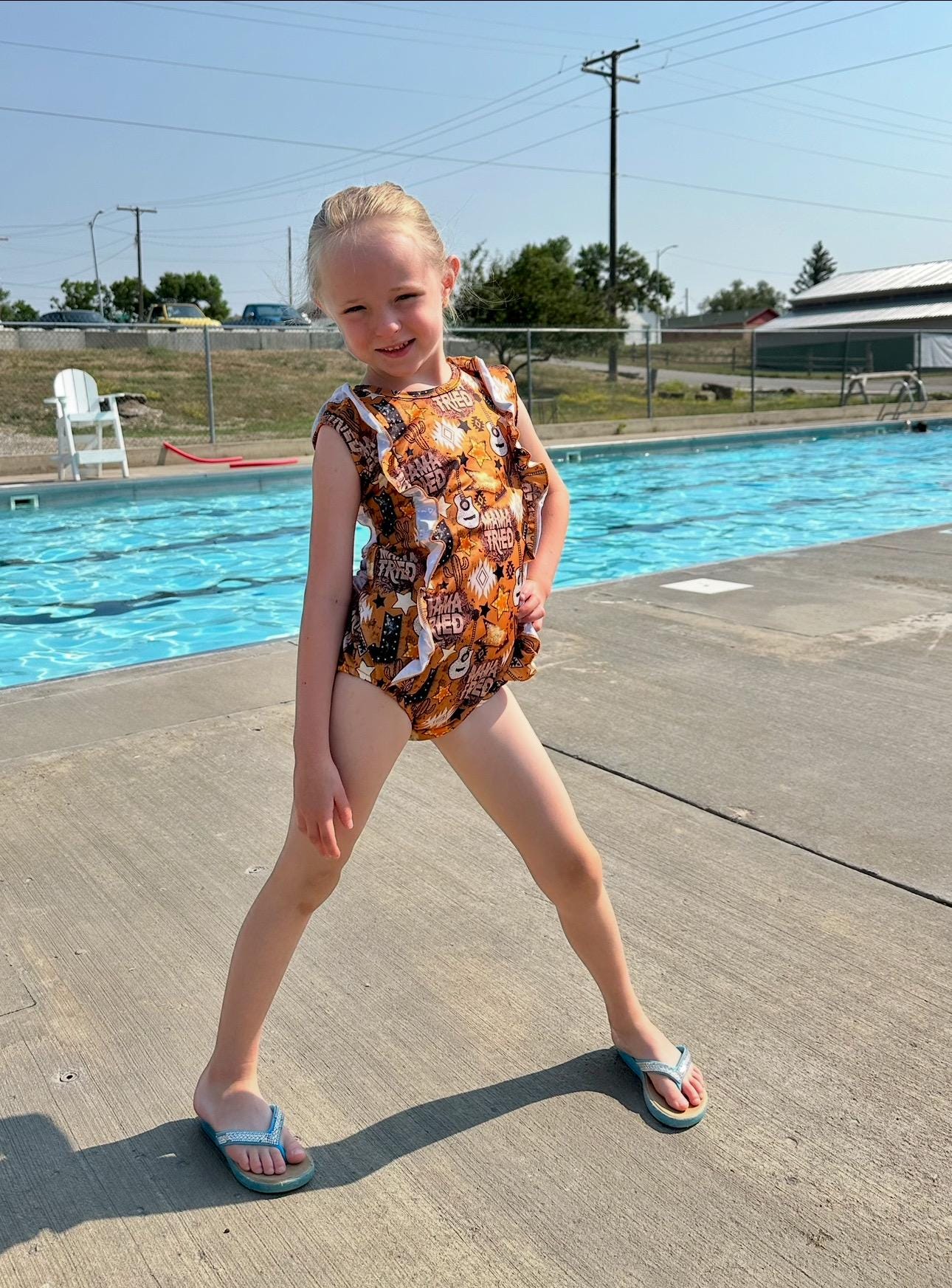 MAMA TRIED, Matching WESTERN Swimsuits, Sibling Swimsuits, Girls Ruffle Bathing Suit, Boys Western Swim Trunks