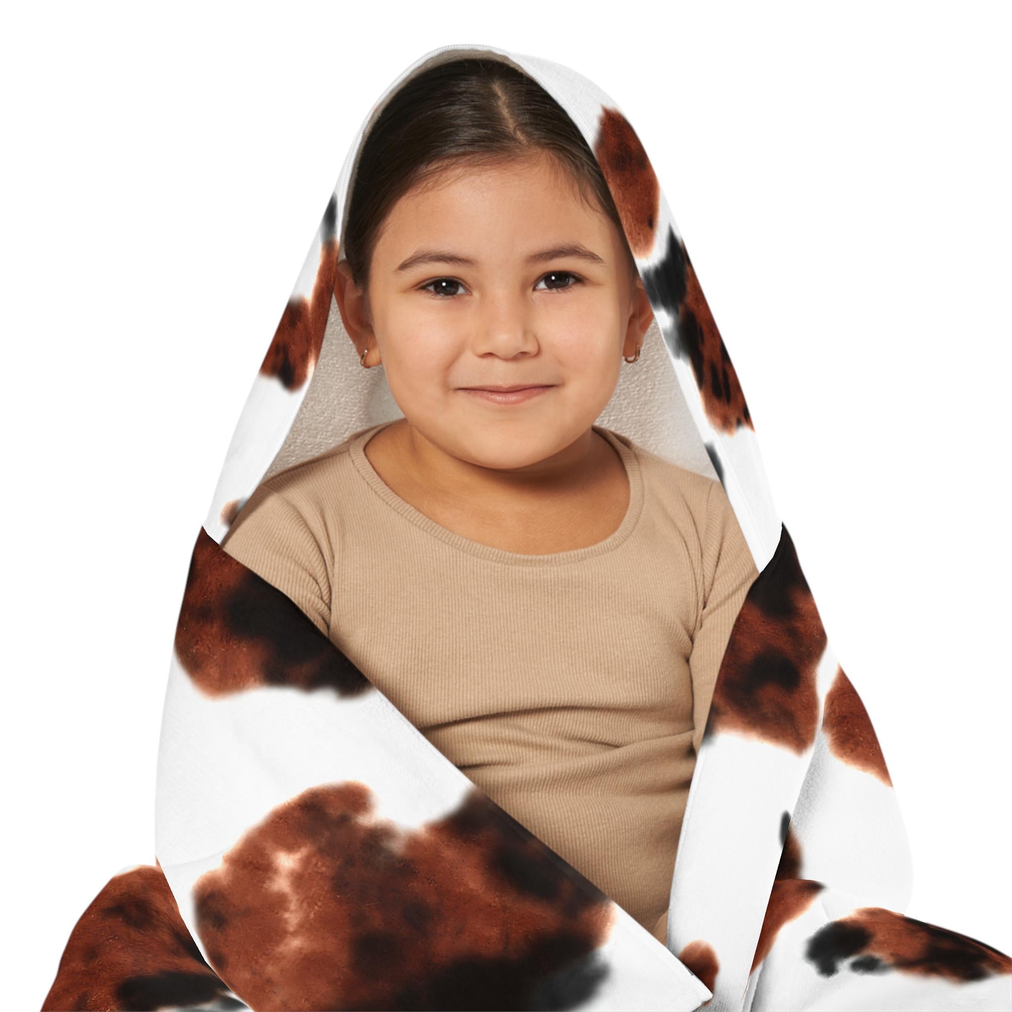 Brown Cowprint Hooded Towel for Kids – Western Cowboy Style

✓ FREE shipping on orders $35+
✓ Printed in the USA – usually arrives in 5–8 business days
✓ Soft terry cotton lining – warm and super absorbent
✓ Durable polyester outer layer with vivid cowhide design
✓ One-size-fits-most (24&quot; × 48&quot;) – great for toddlers and young kids
✓ Full all-over print, including hood – total cowboy coverage
✓ Matches our western swimsuit collection – complete the look!