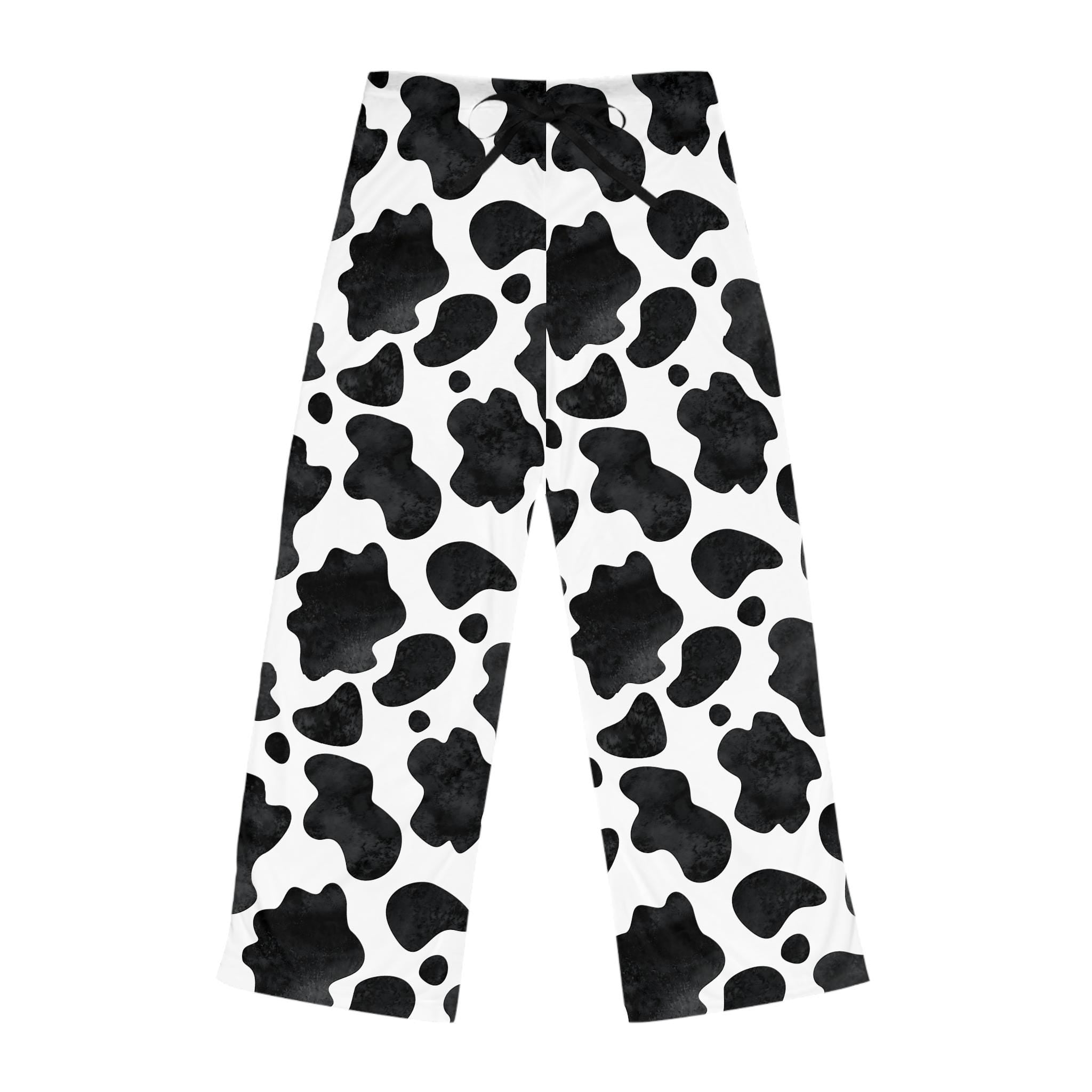 Black and White COW PRINT Pajama Pants, Cowgirl Lounge Pants -Razels